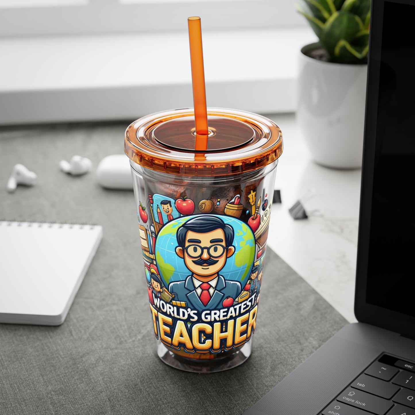 World's Greatest Teacher - Sunsplash Tumbler with Straw, 16oz (G1)