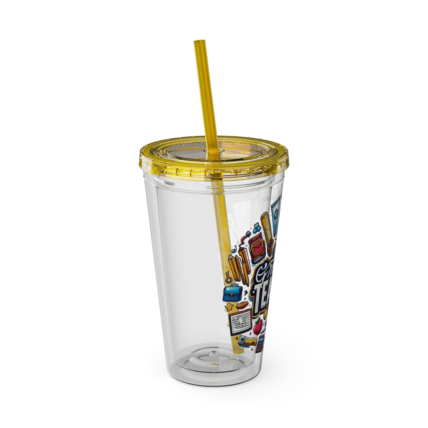 World's Greatest Teacher - Sunsplash Tumbler with Straw, 16oz (G2)