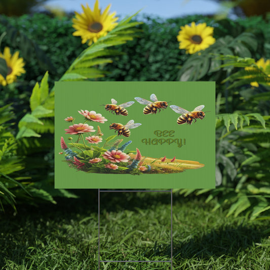 Bee Happy - Plastic Garden Sign