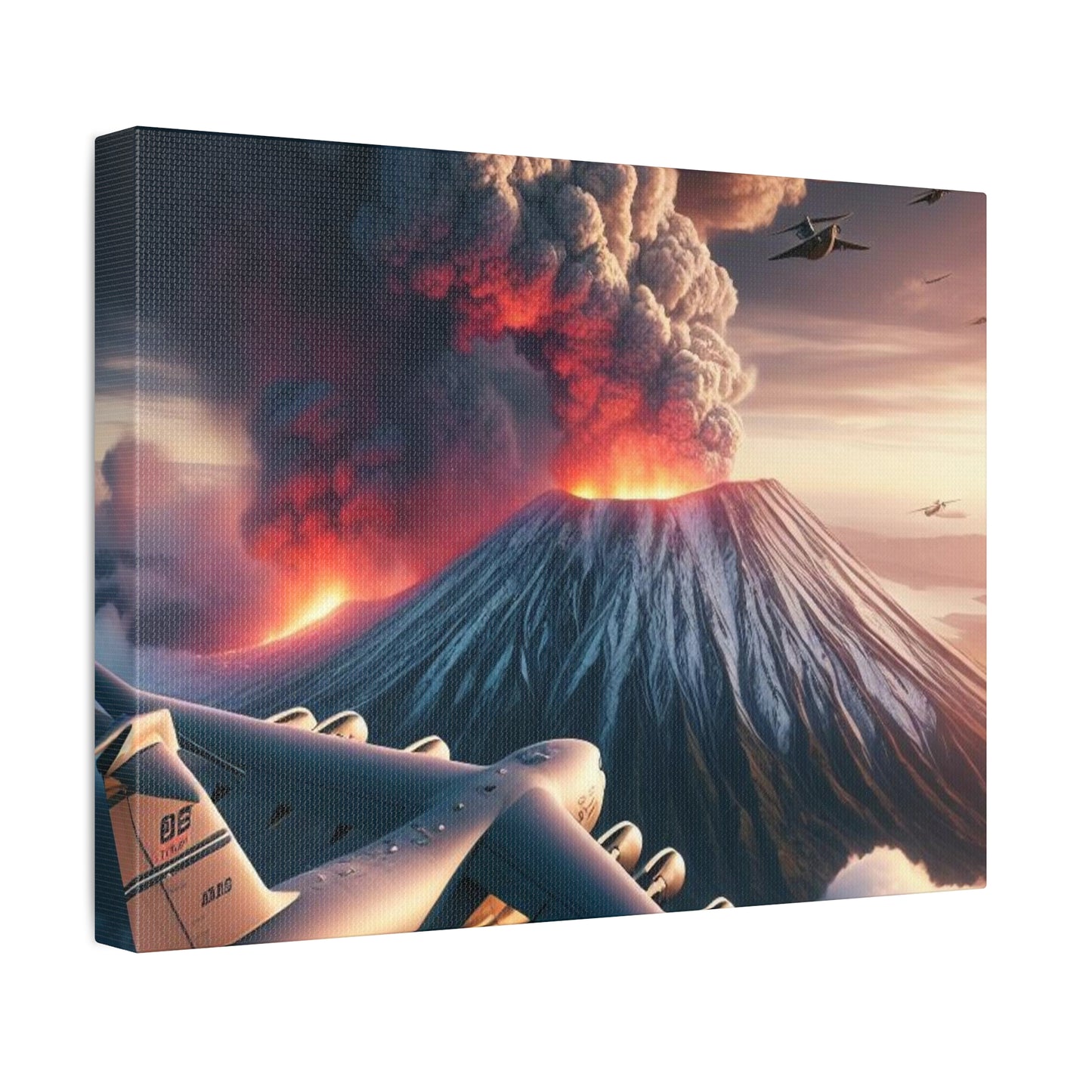 Airlift Aircraft Over Hawaiian Volcano on Stretched Canvas