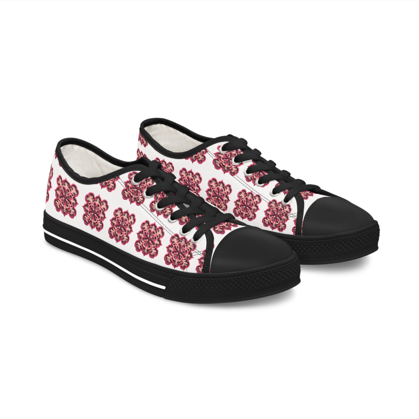 Pink Quatrefoil -Women's Low Top Sneakers