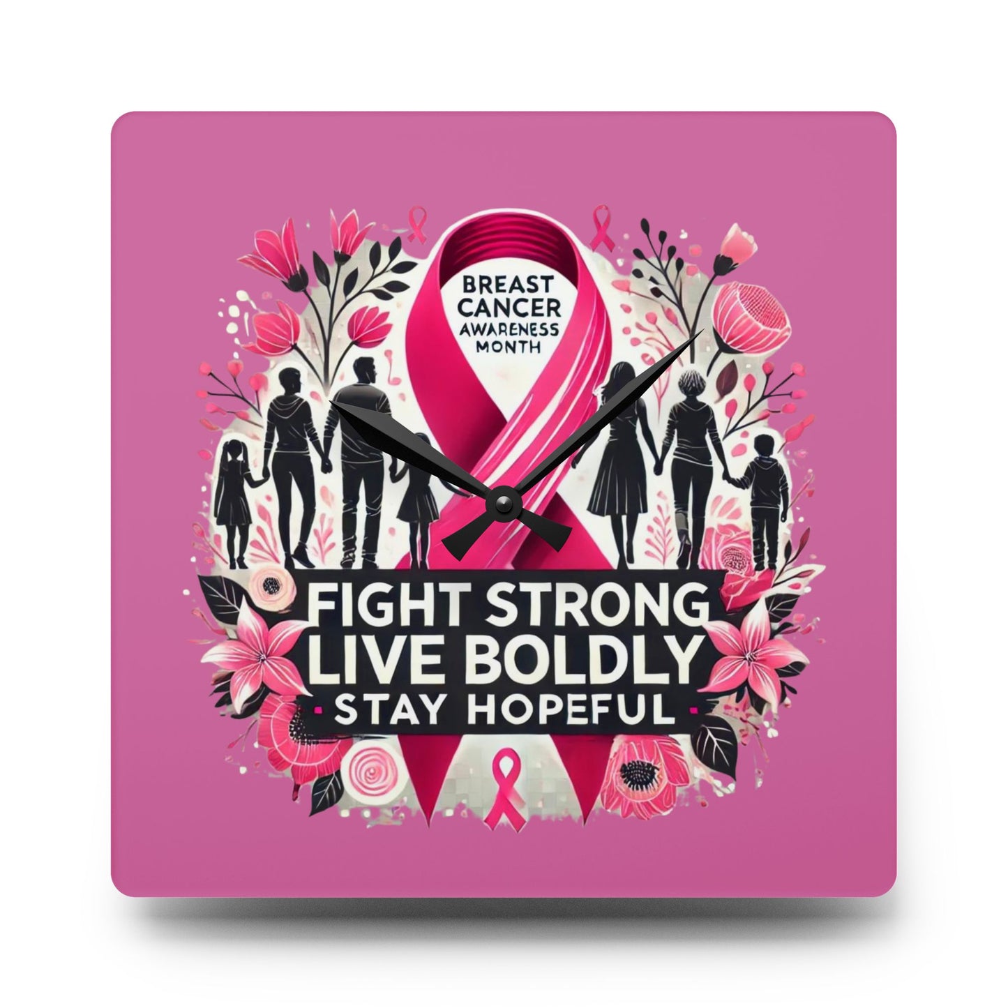 Breast Cancer Awareness Acrylic Wall Clock
