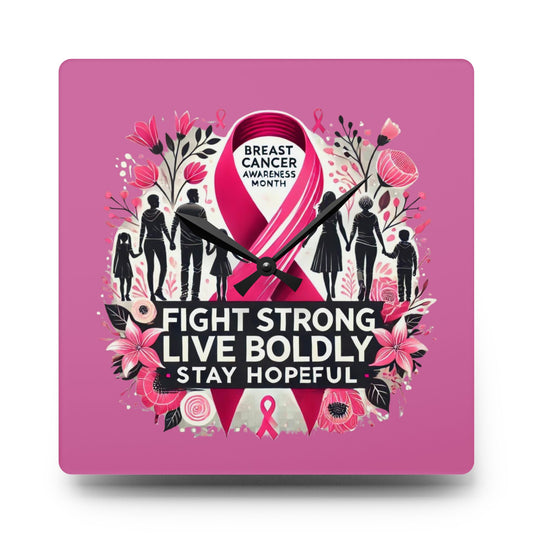 Breast Cancer Awareness Acrylic Wall Clock
