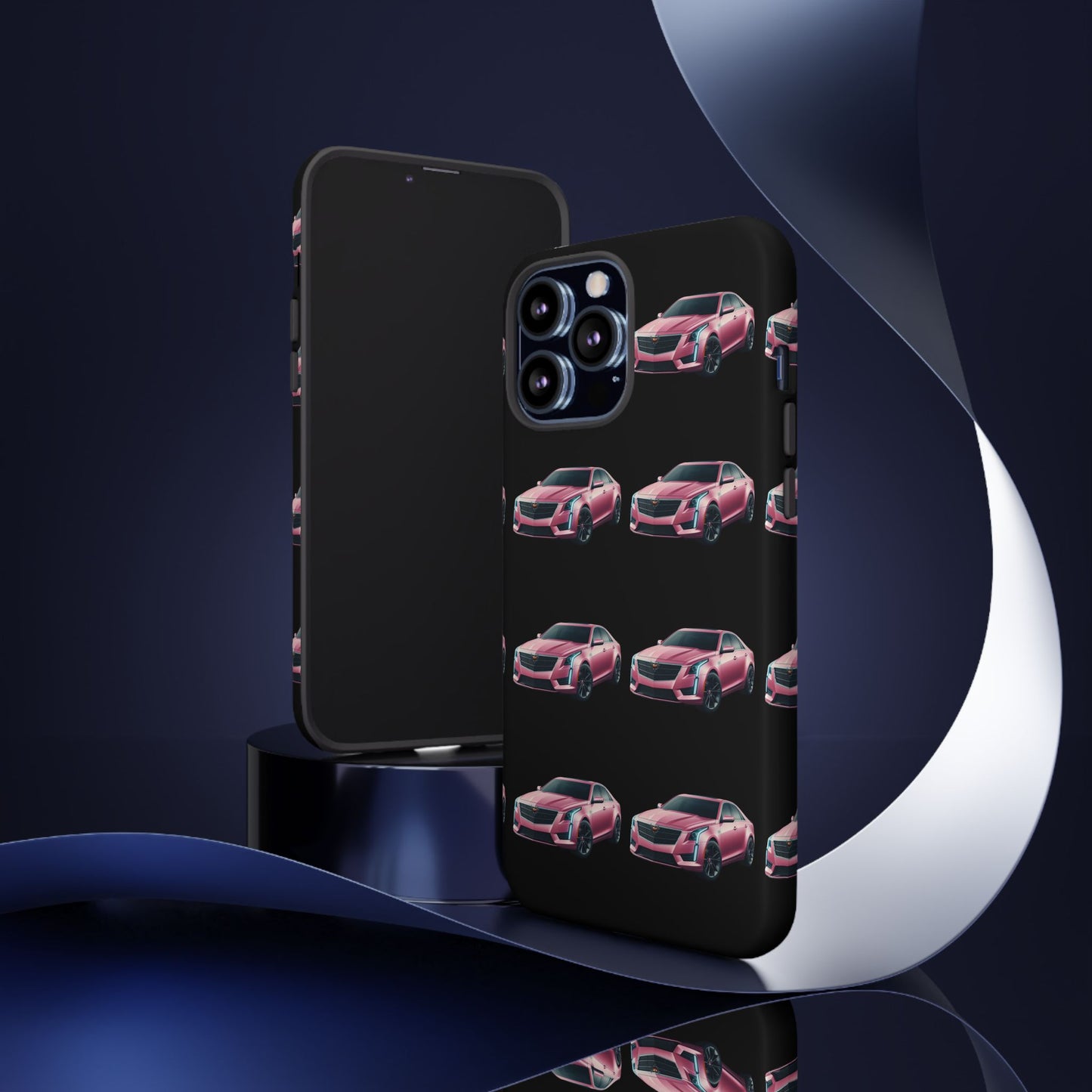Pink Caddy On Black Phone Case