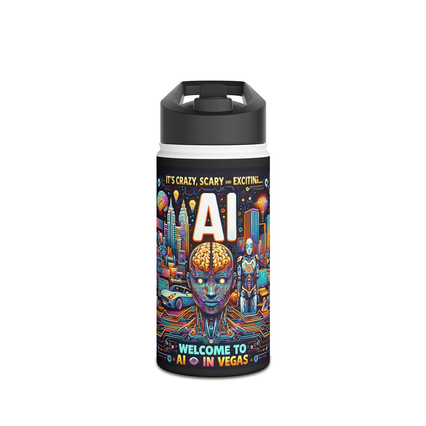 Welcome To AI In Vegas - Stainless Steel Water Bottle, Standard Lid