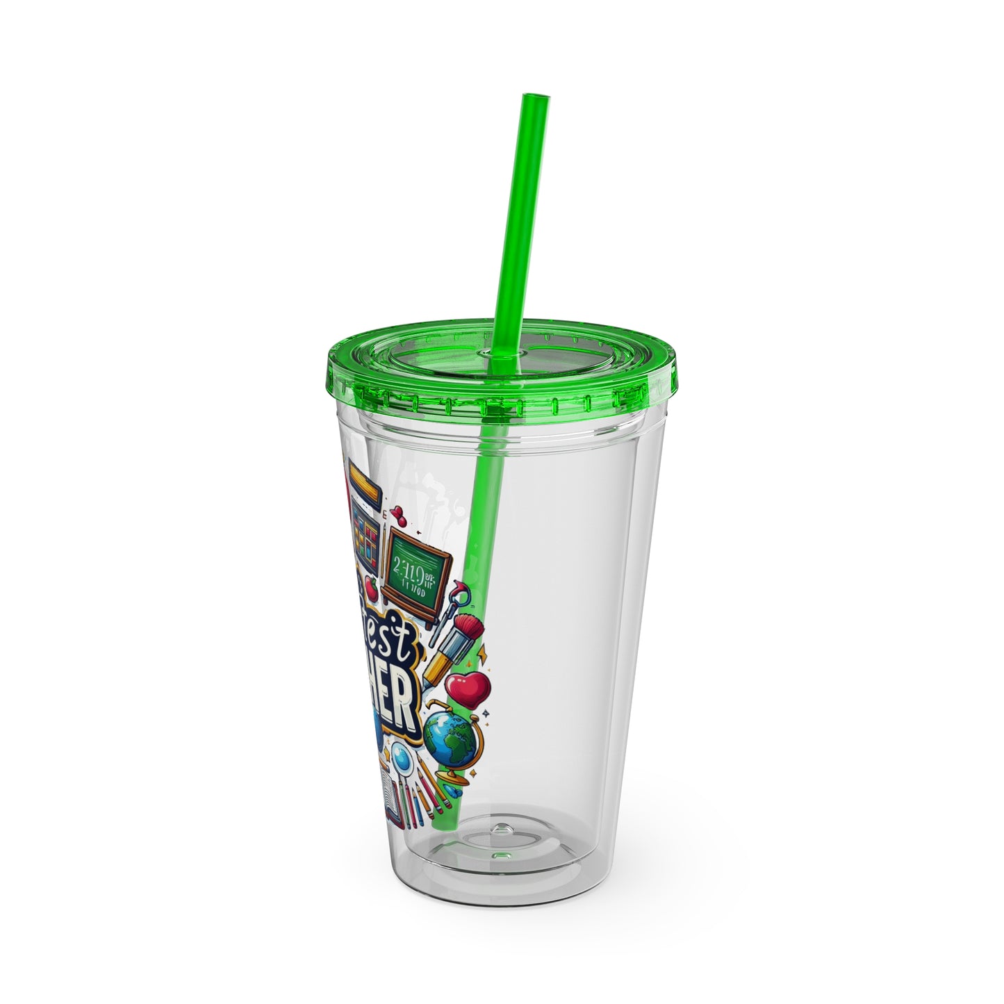 World's Greatest Teacher - Sunsplash Tumbler with Straw, 16oz (G2)