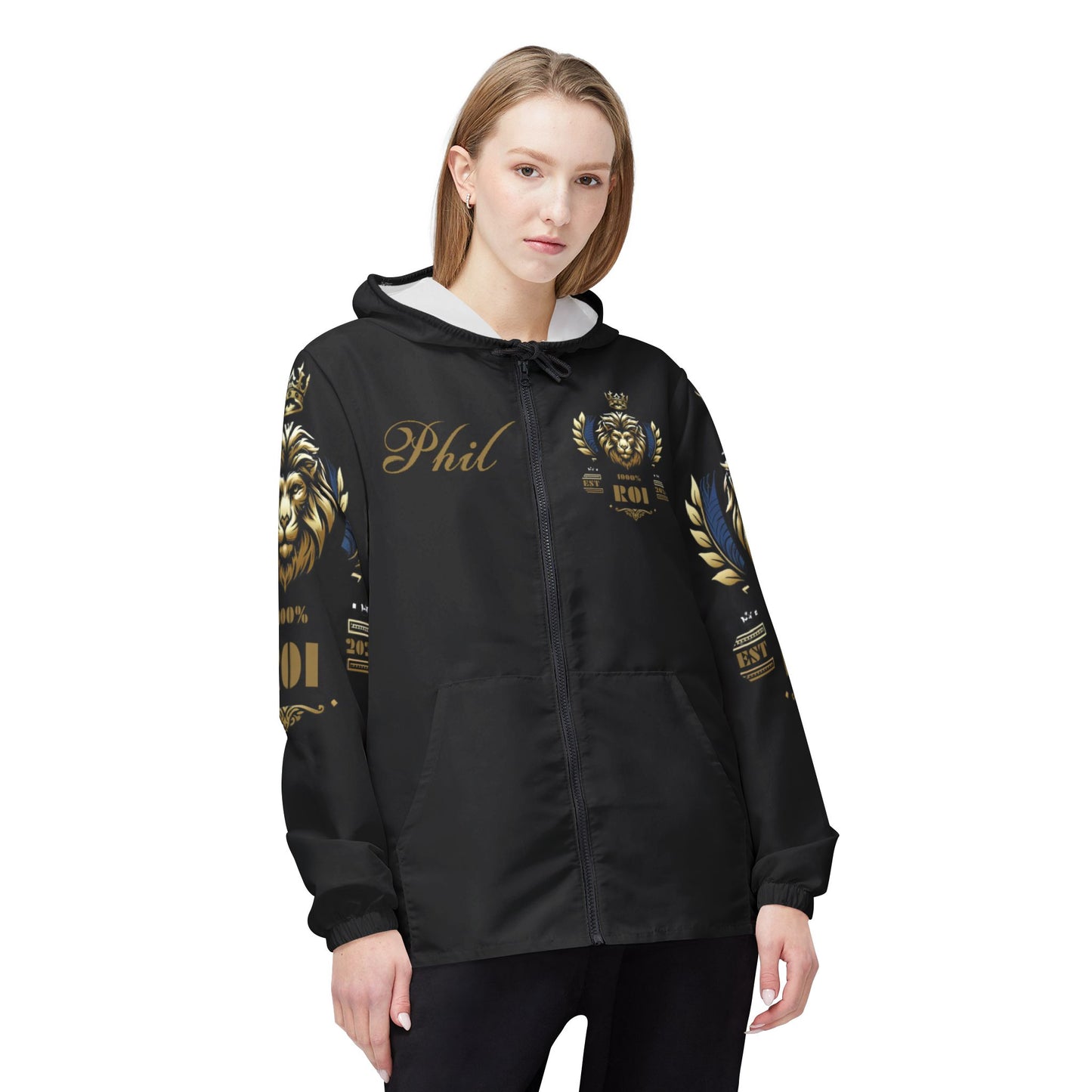 1000%ROI Windbreaker Jacket - Black - Customizable