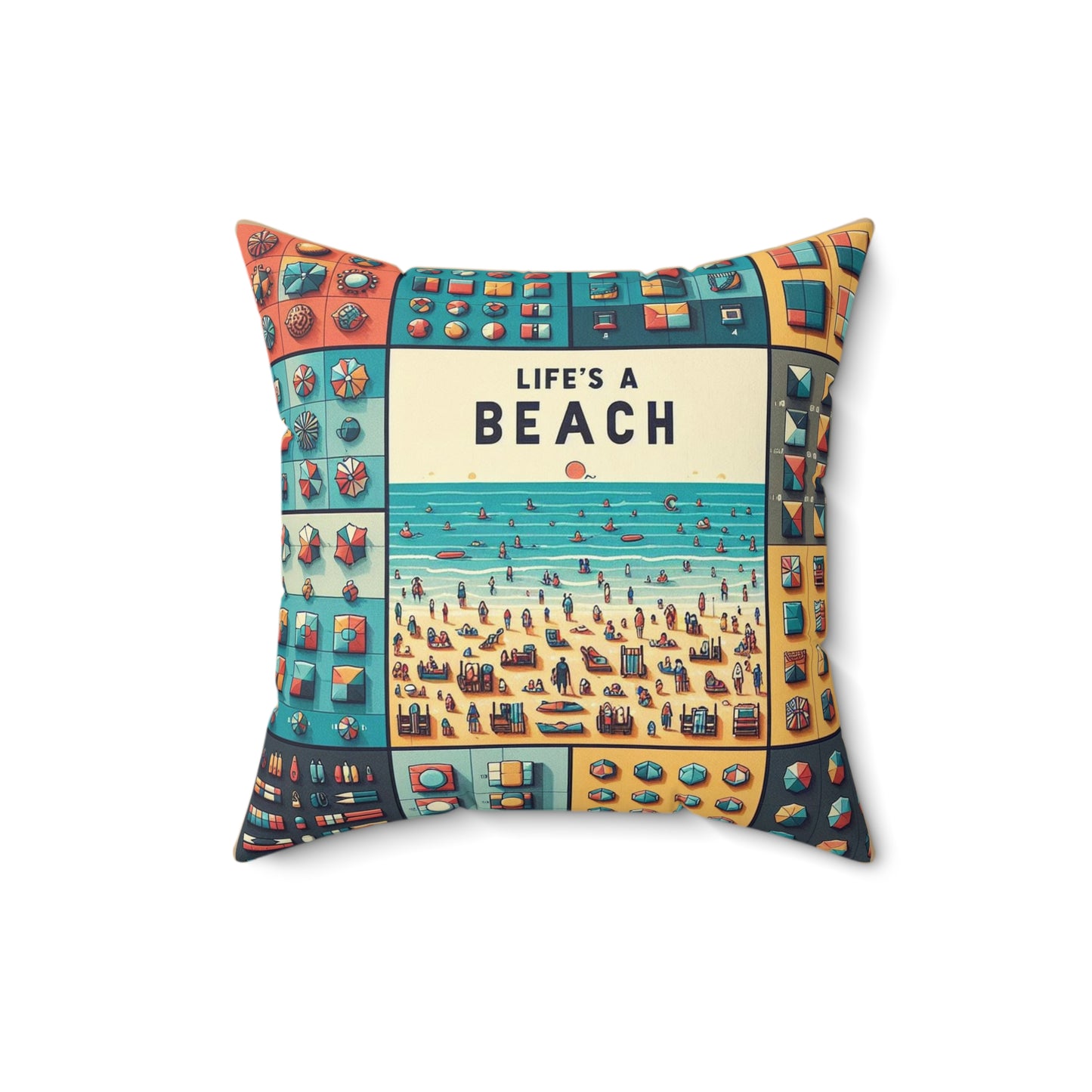 Life's A Beach - 2 Sided Print - Reversible - Spun Polyester Square Pillow