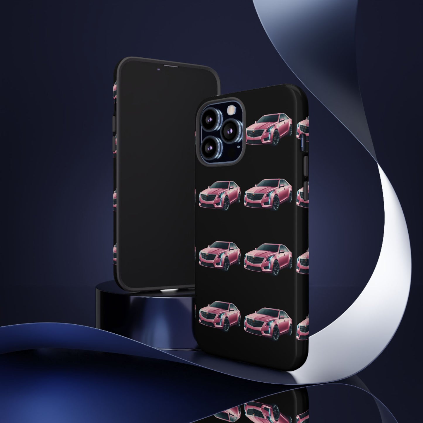 Pink Caddy On Black Phone Case