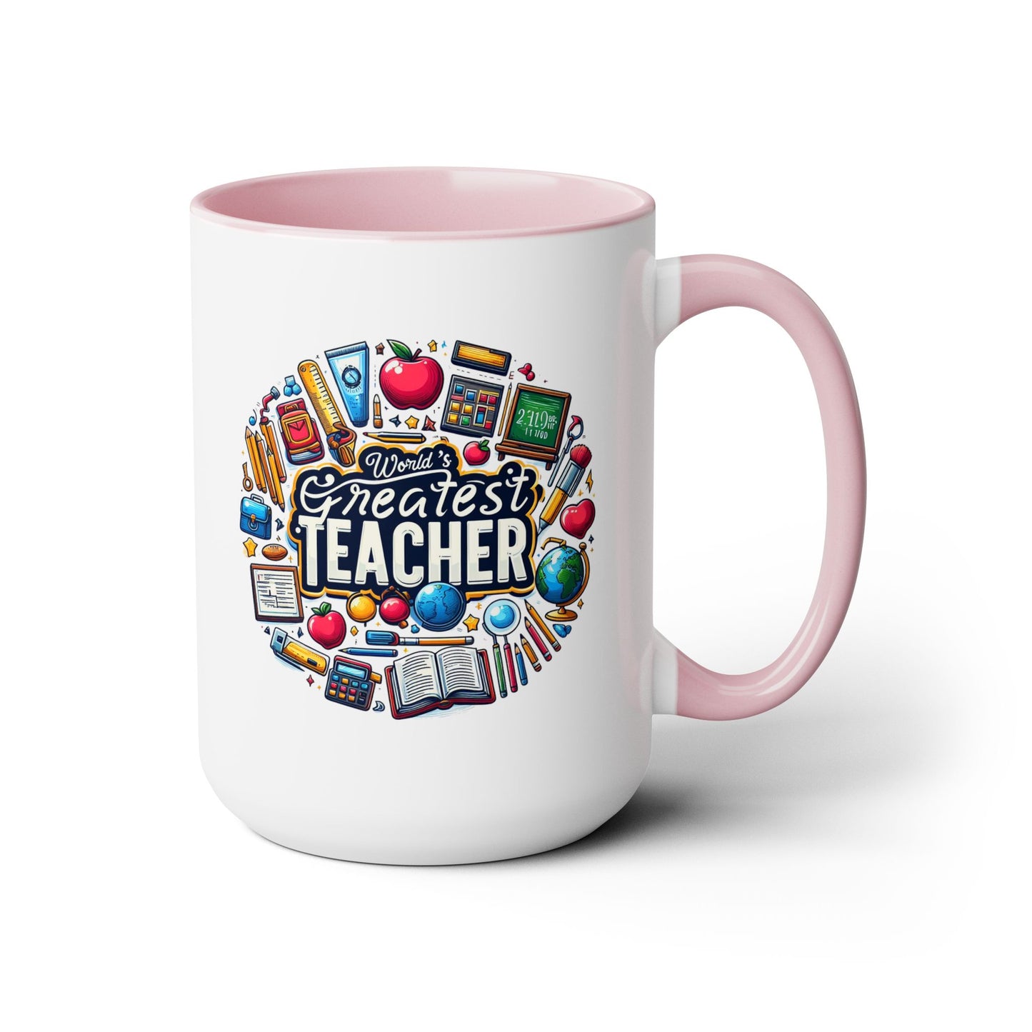 World's Greatest Teacher - Two-Tone Coffee Mugs, 15oz, (RightG2)