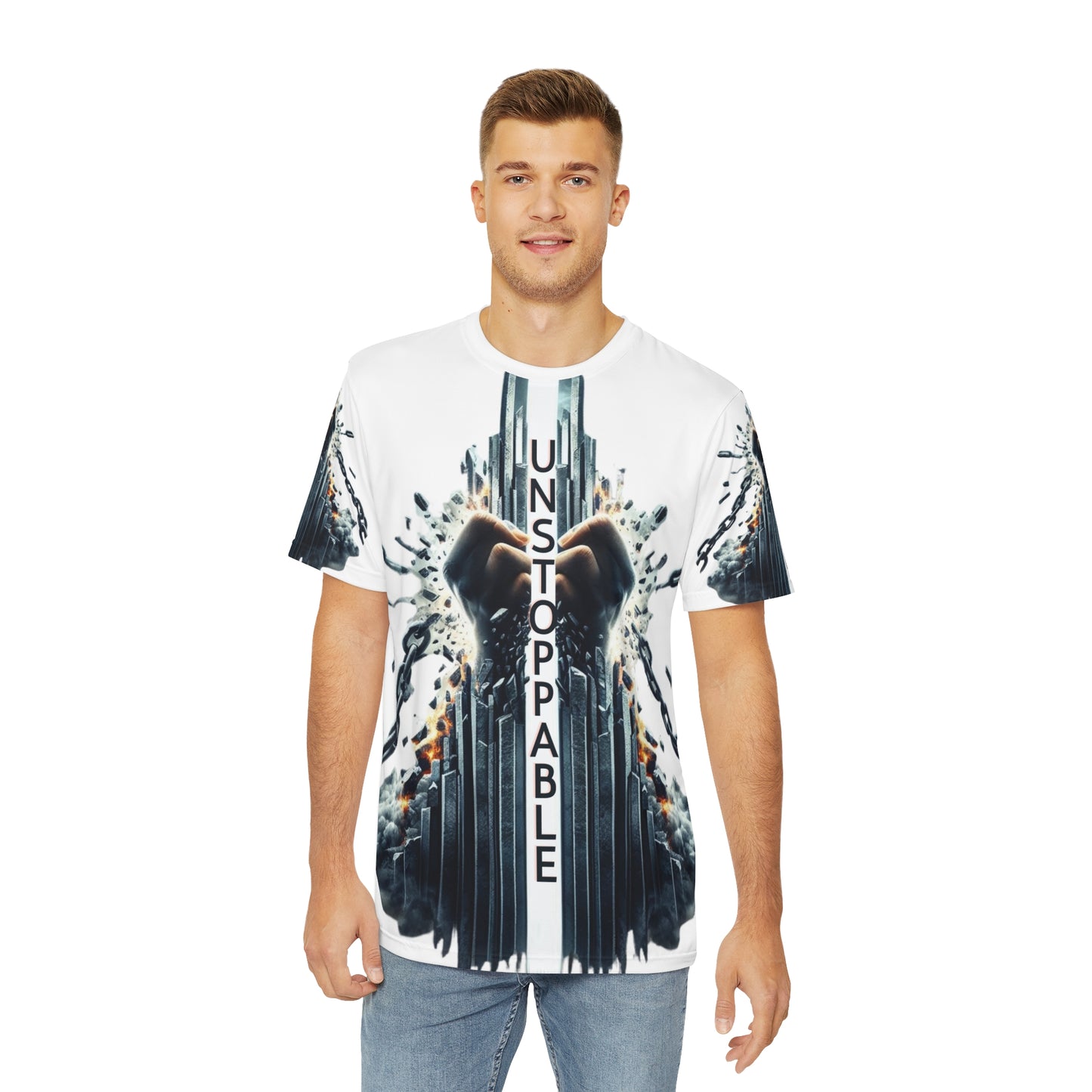 UNSTOPPABLE -Men's Polyester Tee - White