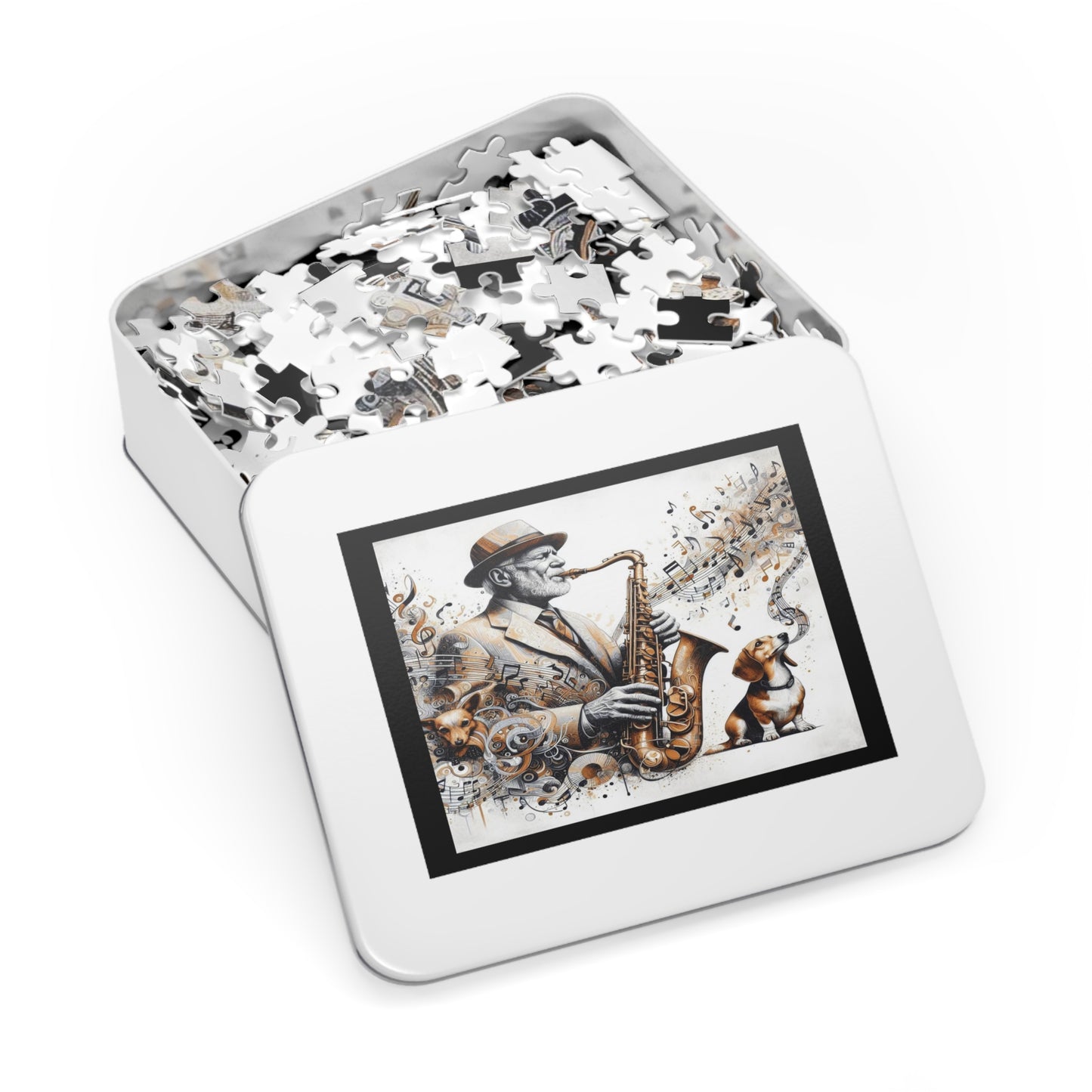 A Man, His Music, and His Dog Jigsaw Puzzle (30, 110, 252, 500-Pieces)