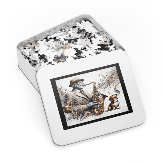 A Man, His Music, and His Dog Jigsaw Puzzle (30, 110, 252, 500-Pieces)