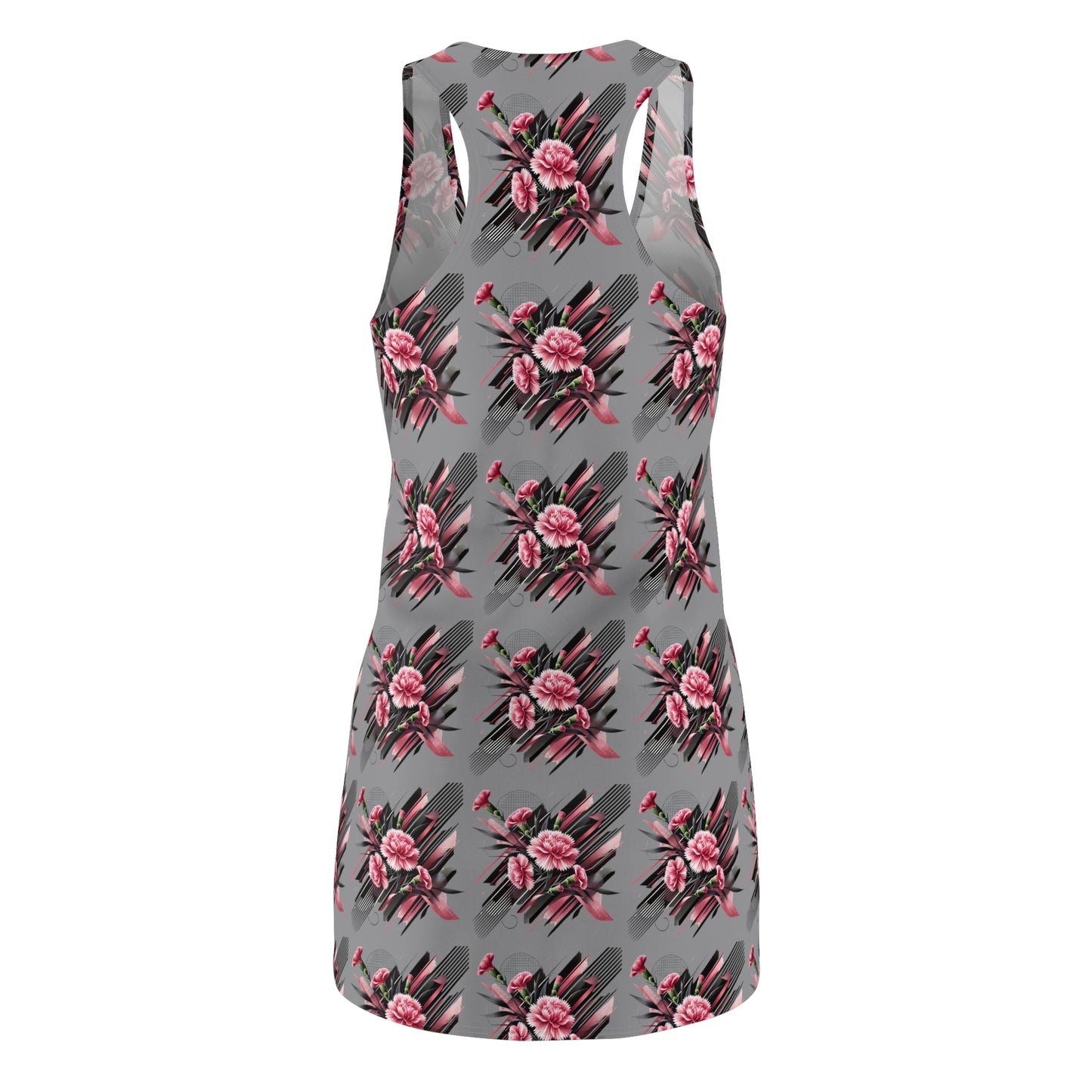 Pink Carnations On Grey Racerback Dress
