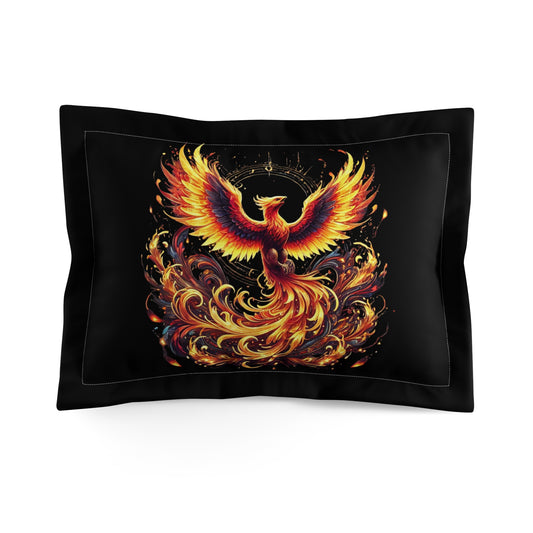 Phoenix Flame Microfiber Pillow Sham — Vibrant Mythical Bird Accent Pillow Cover