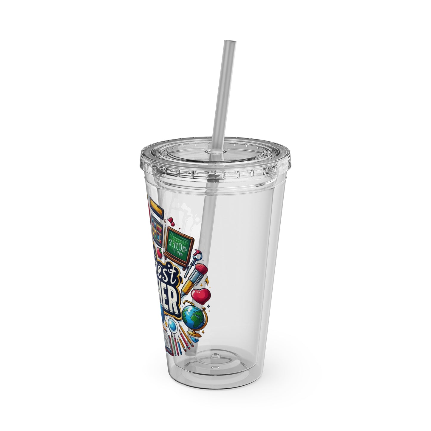 World's Greatest Teacher - Sunsplash Tumbler with Straw, 16oz (G2)