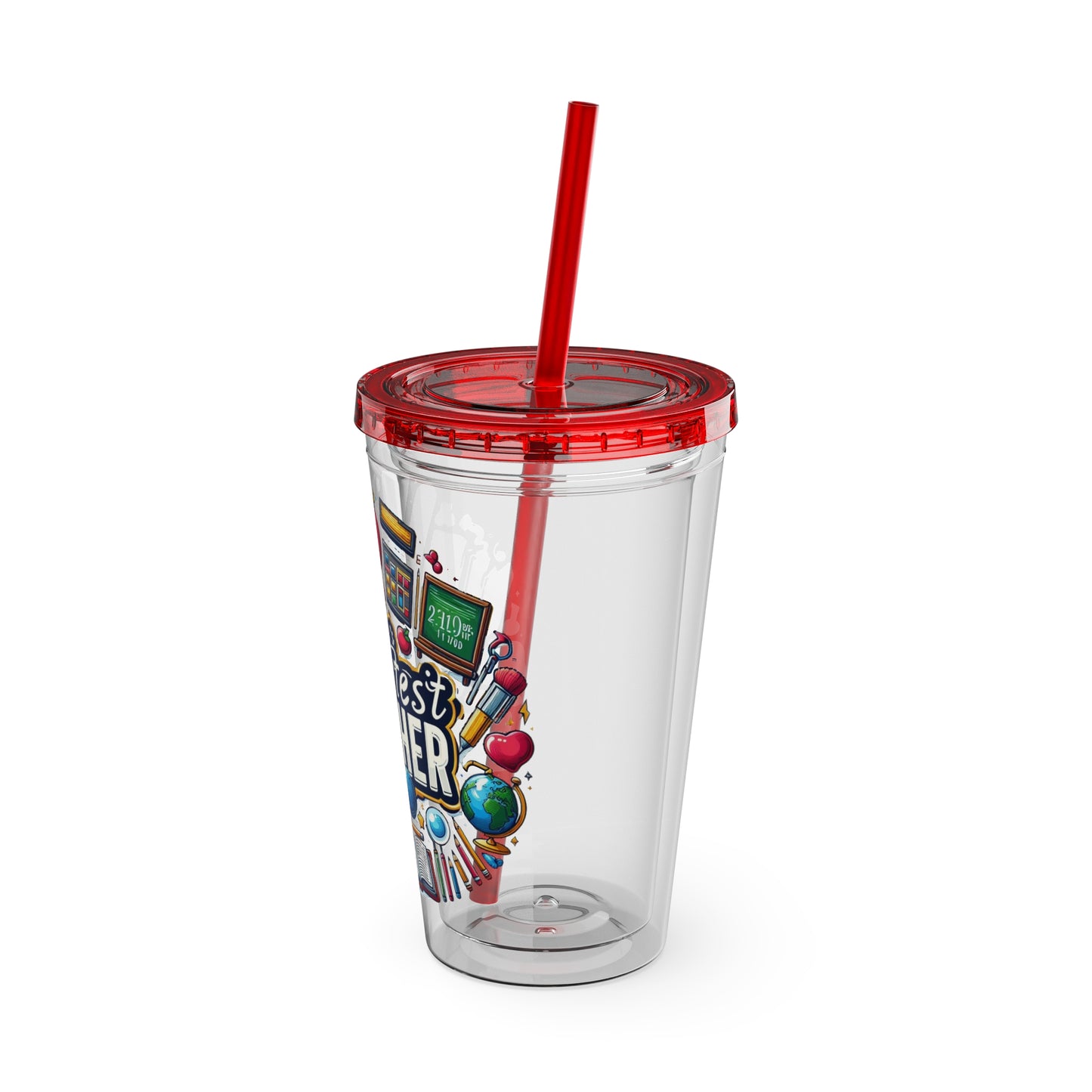 World's Greatest Teacher - Sunsplash Tumbler with Straw, 16oz (G2)