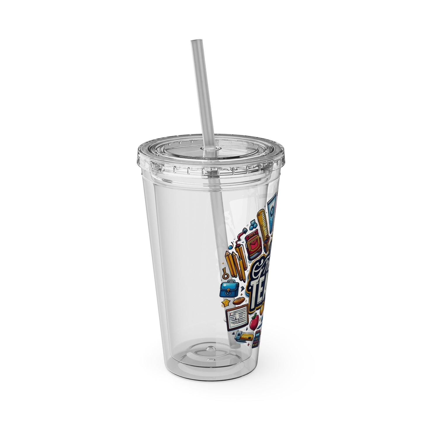 World's Greatest Teacher - Sunsplash Tumbler with Straw, 16oz (G2)