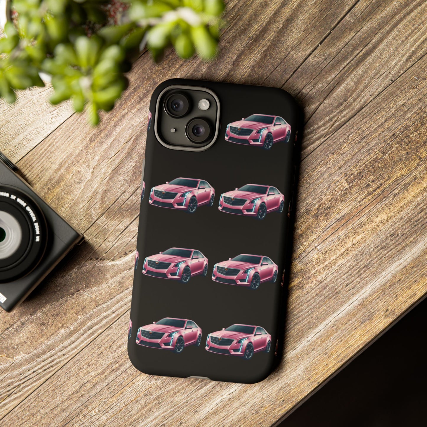 Pink Caddy On Black Phone Case