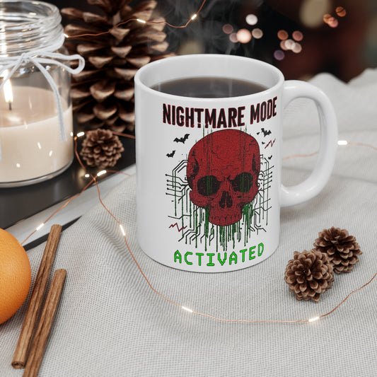 Nightmare Mode Activated Mug | Halloween Coffee Mug, Spooky Gift, Gothic Home Decor, Horror Lover's Drinkware