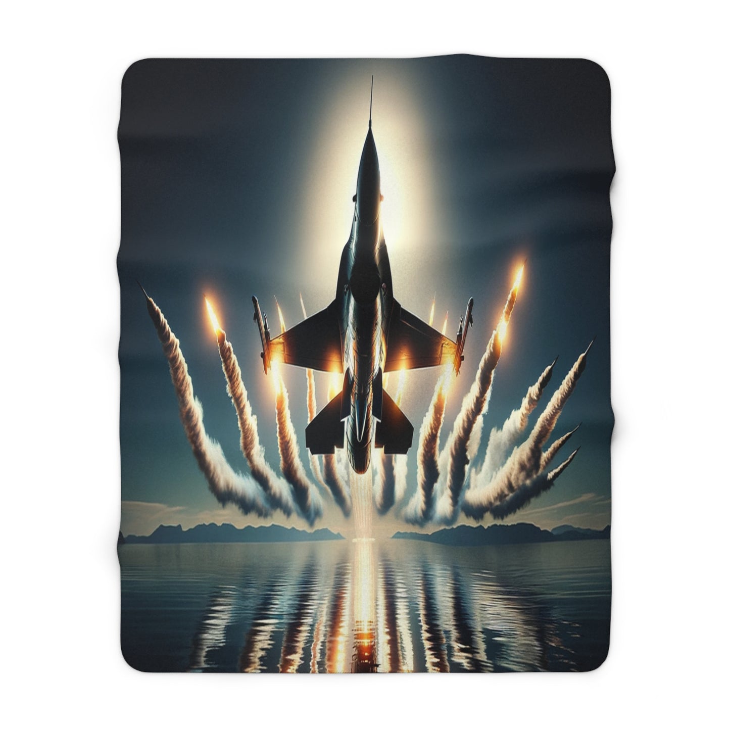 F16 Fighter With Full Afterburners  - Sherpa Fleece Blanket
