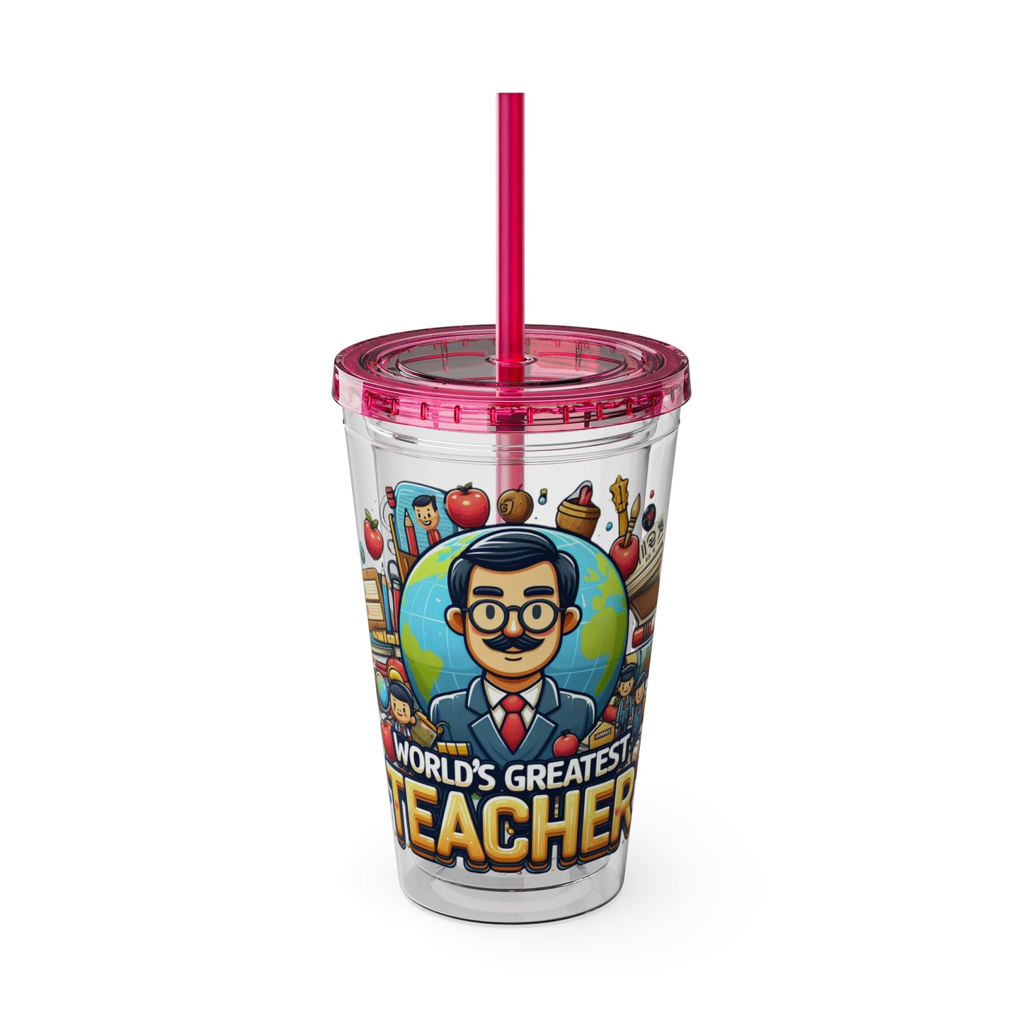 World's Greatest Teacher - Sunsplash Tumbler with Straw, 16oz (G1)