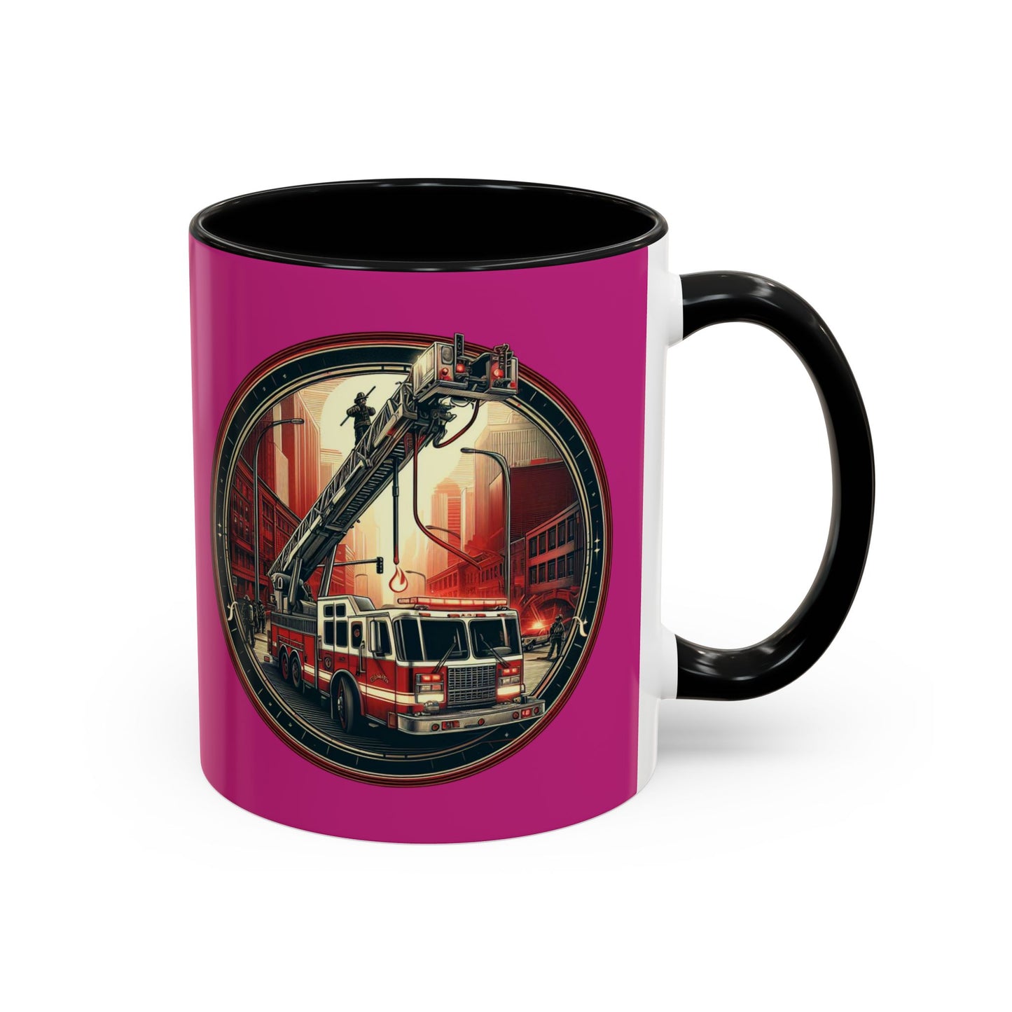 Courage Under Fire - Fire Chief - Hook and Ladder - Pink/White Accent Coffee Mug, 11oz