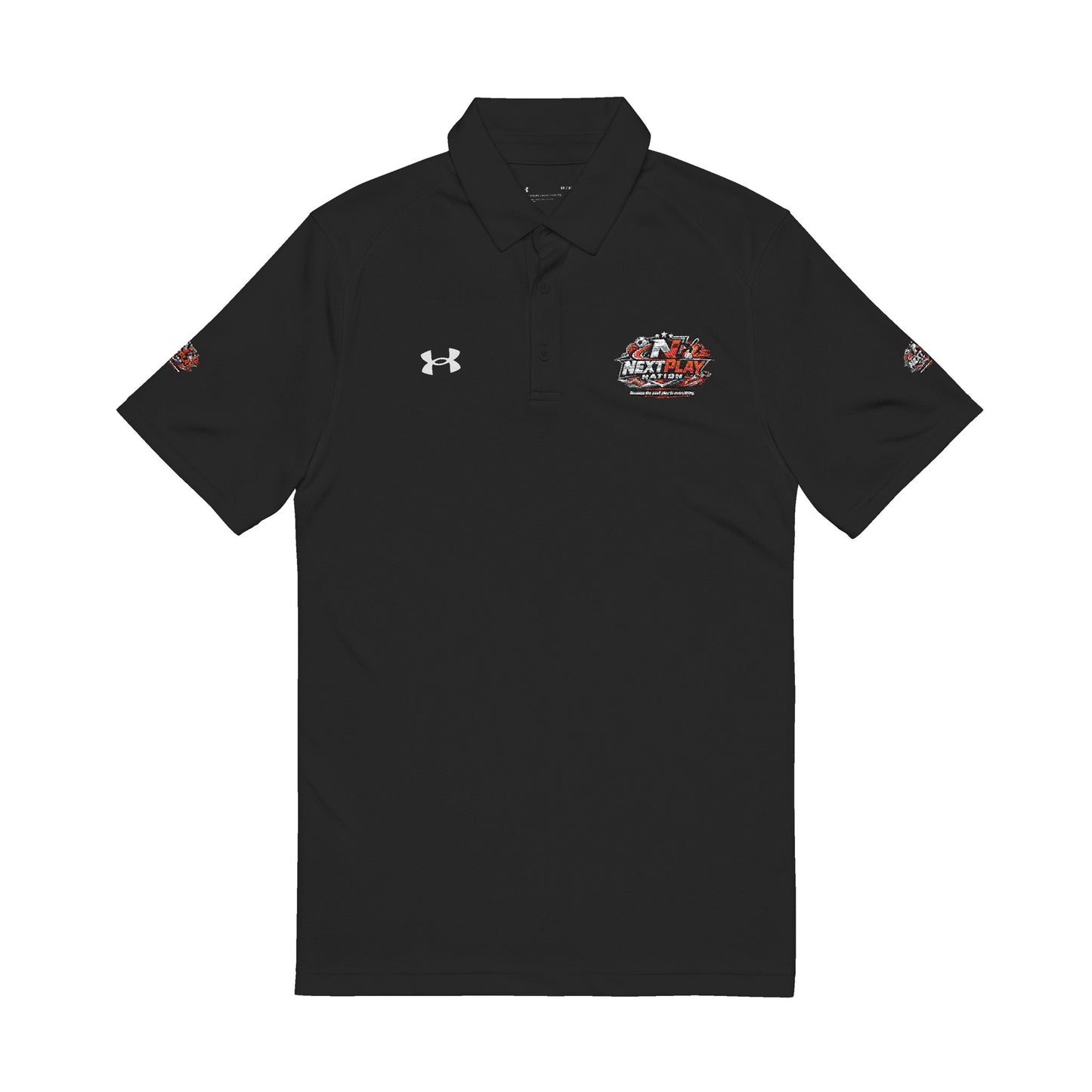 Embroidered White Polo Shirt with Red Black Bulldog Crest