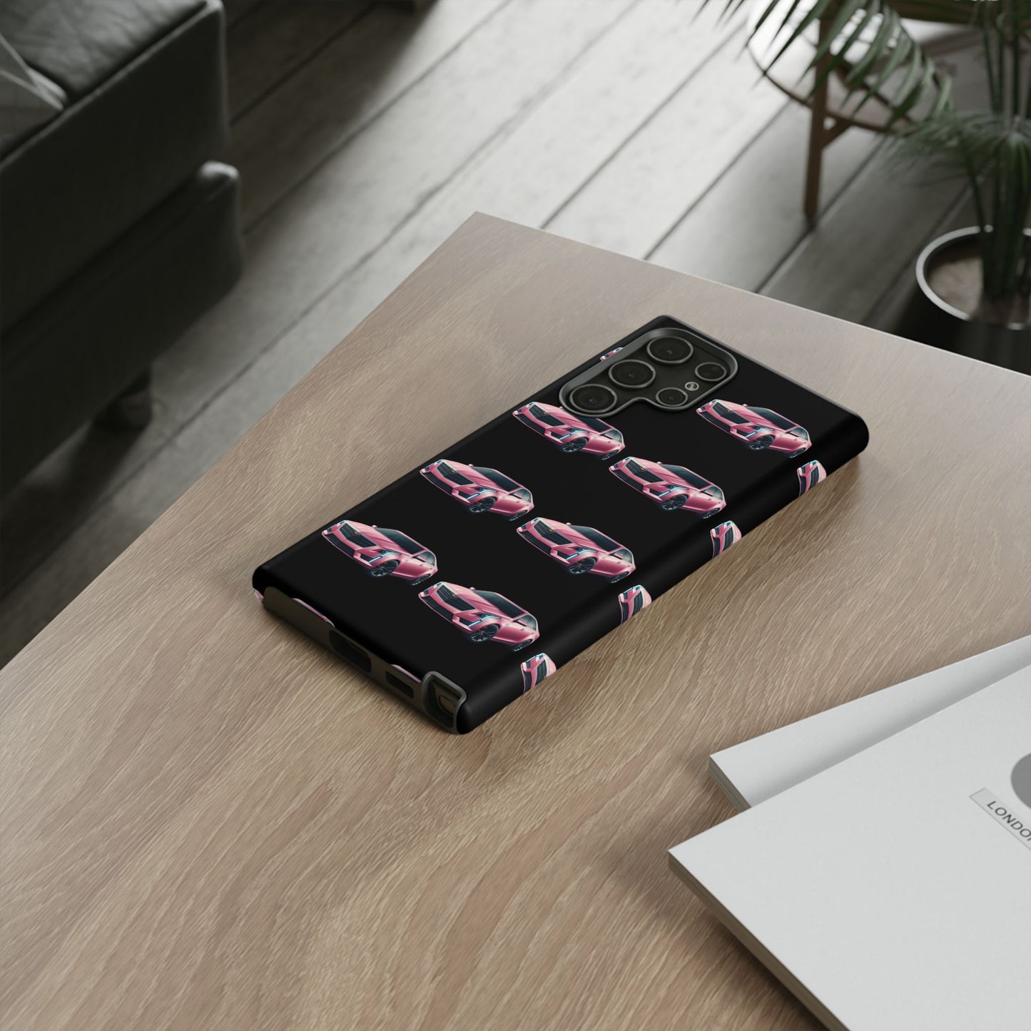 Pink Caddy On Black Phone Case