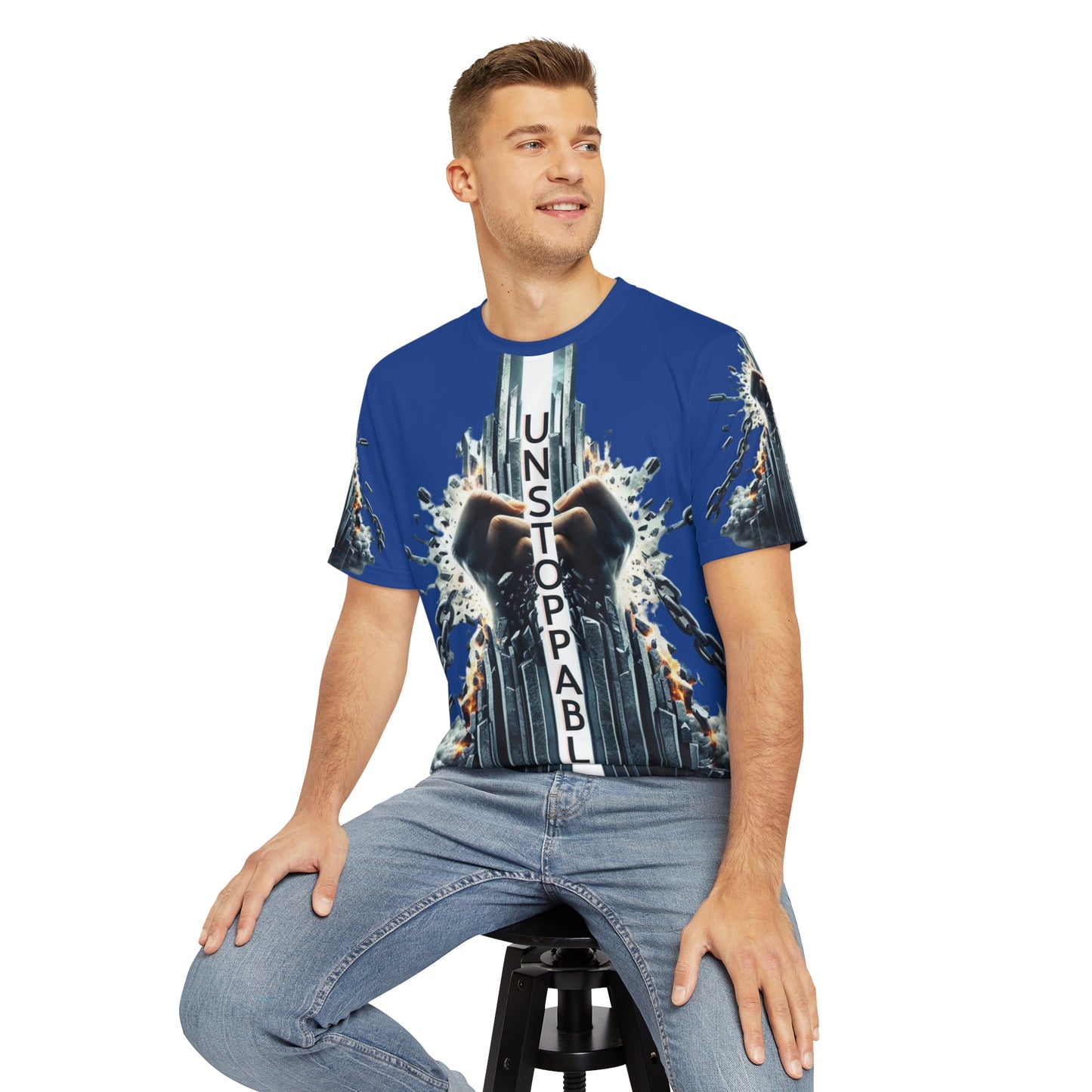 UNSTOPPABLE -Men's Polyester Tee - Dark Blue