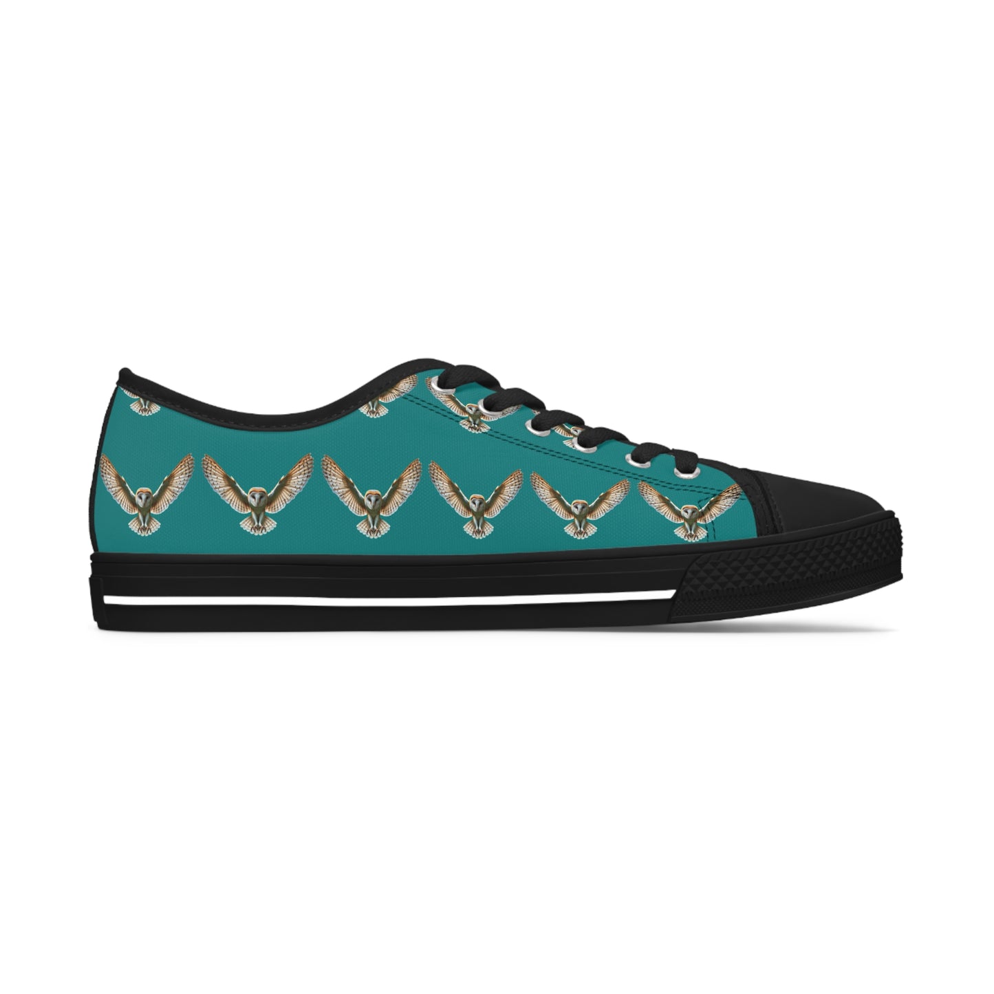 Teal Barn Owl - Women's Low Top Sneakers