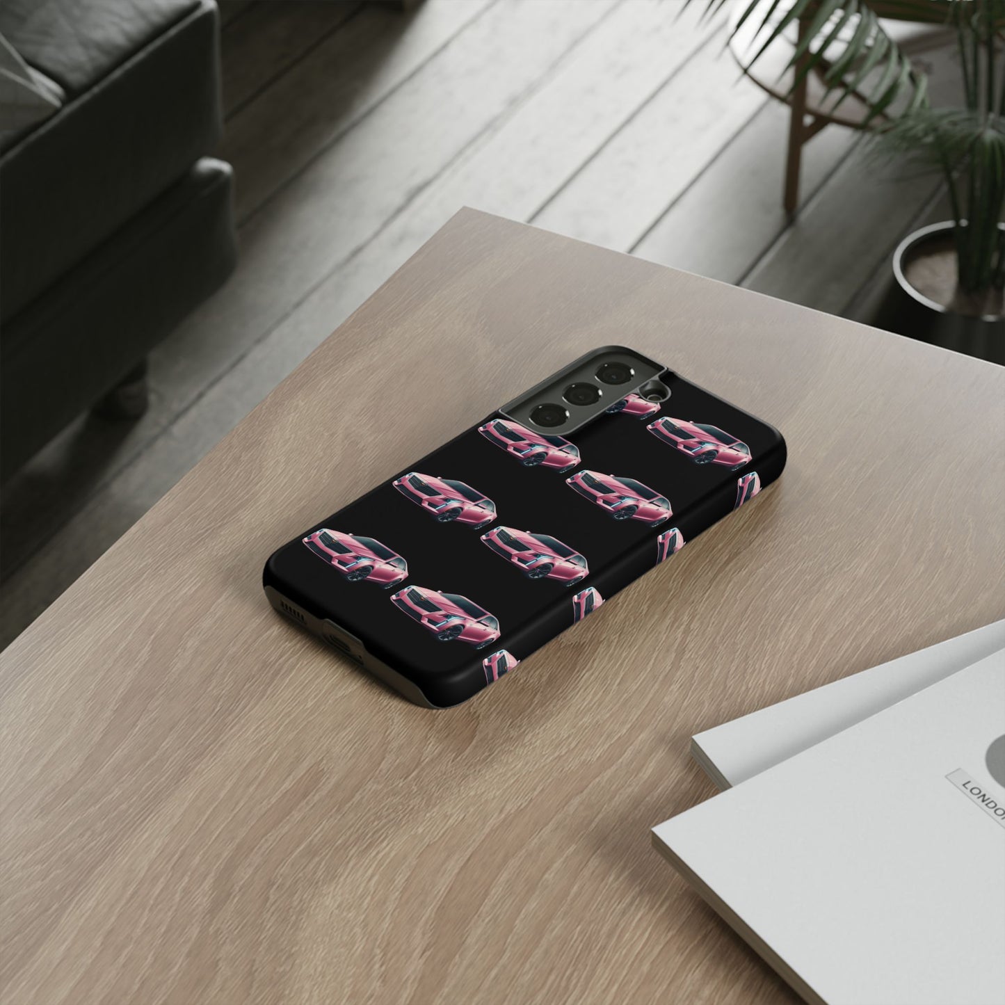 Pink Caddy On Black Phone Case