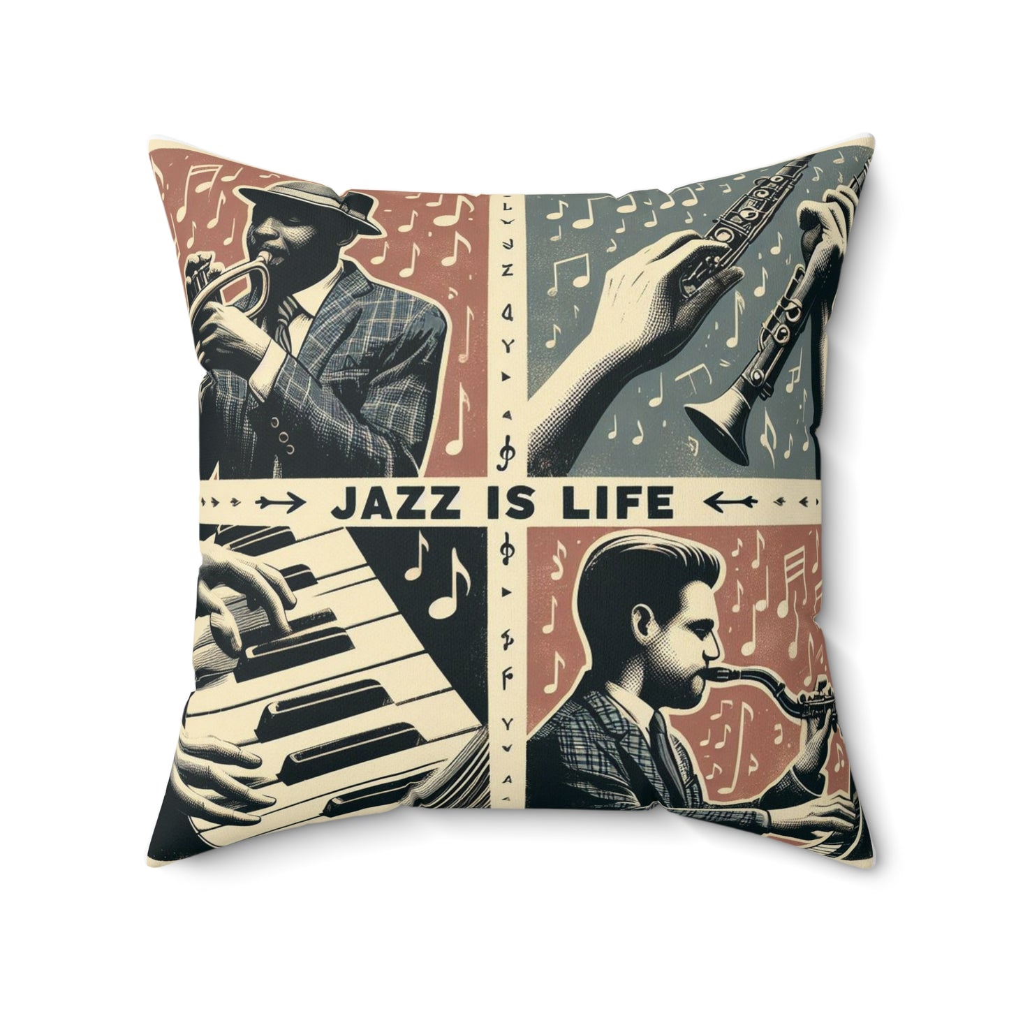 Jazz Is Life - 2 Sided Print - Reversible - Album Center Pillow