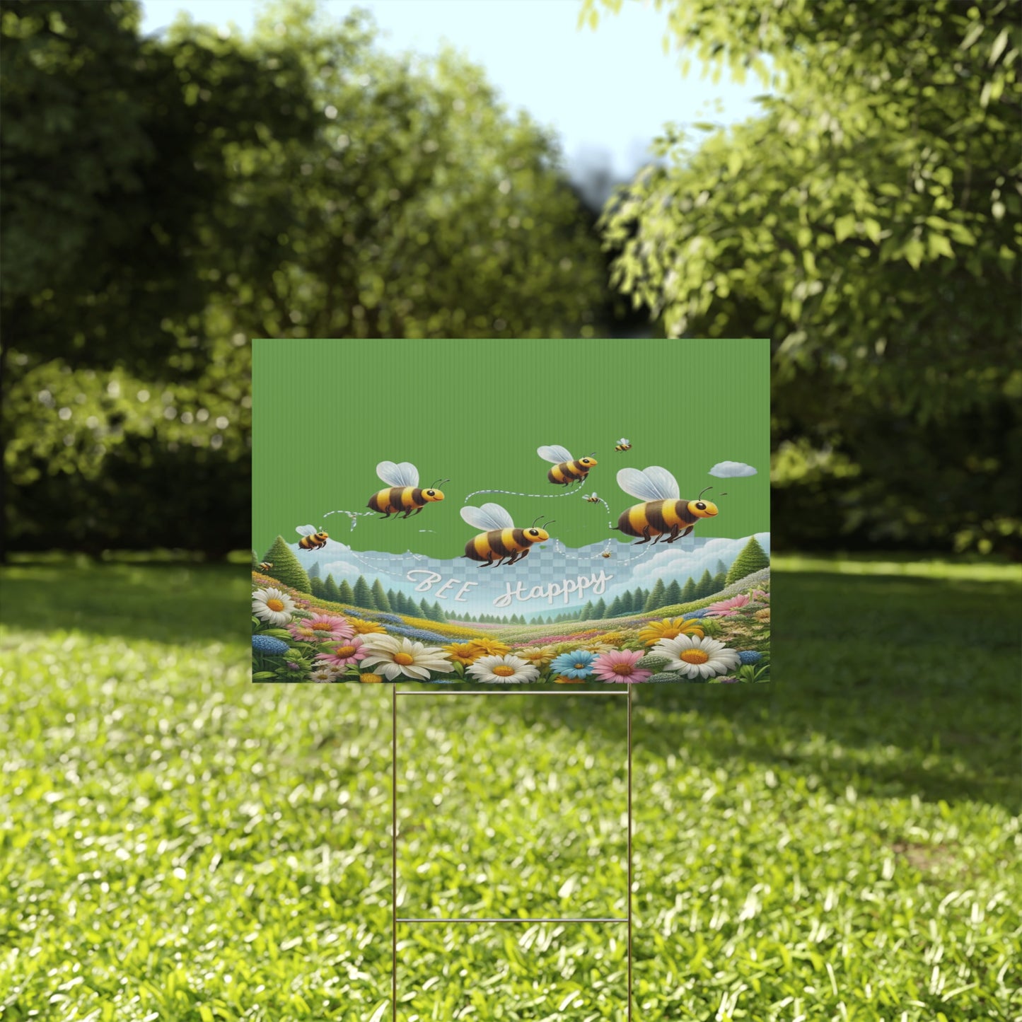 Bee Happy - Plastic Garden Sign