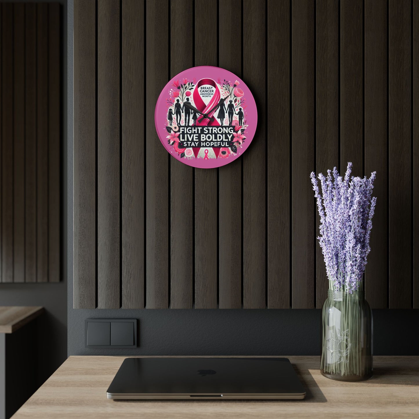 Breast Cancer Awareness Acrylic Wall Clock