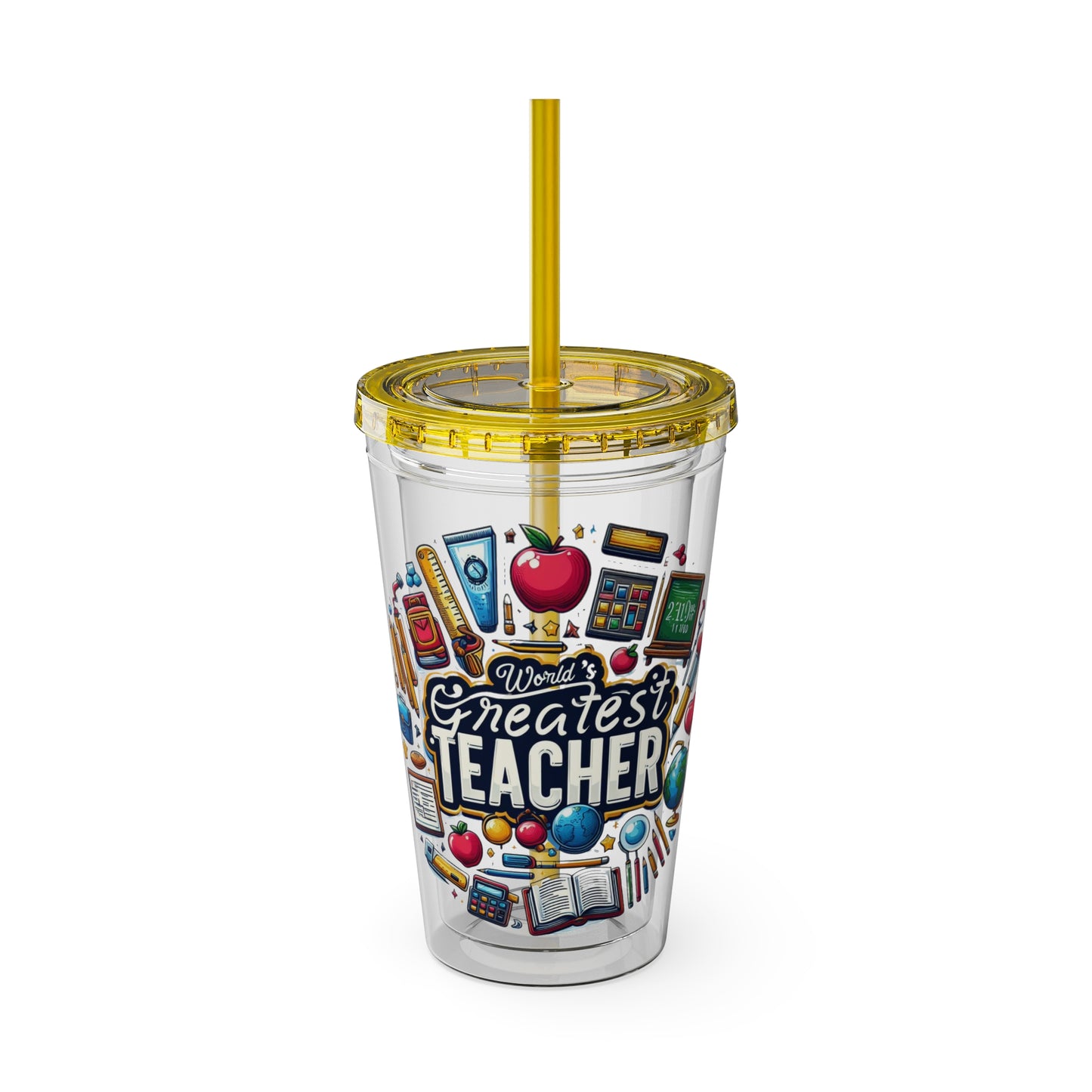 World's Greatest Teacher - Sunsplash Tumbler with Straw, 16oz (G2)