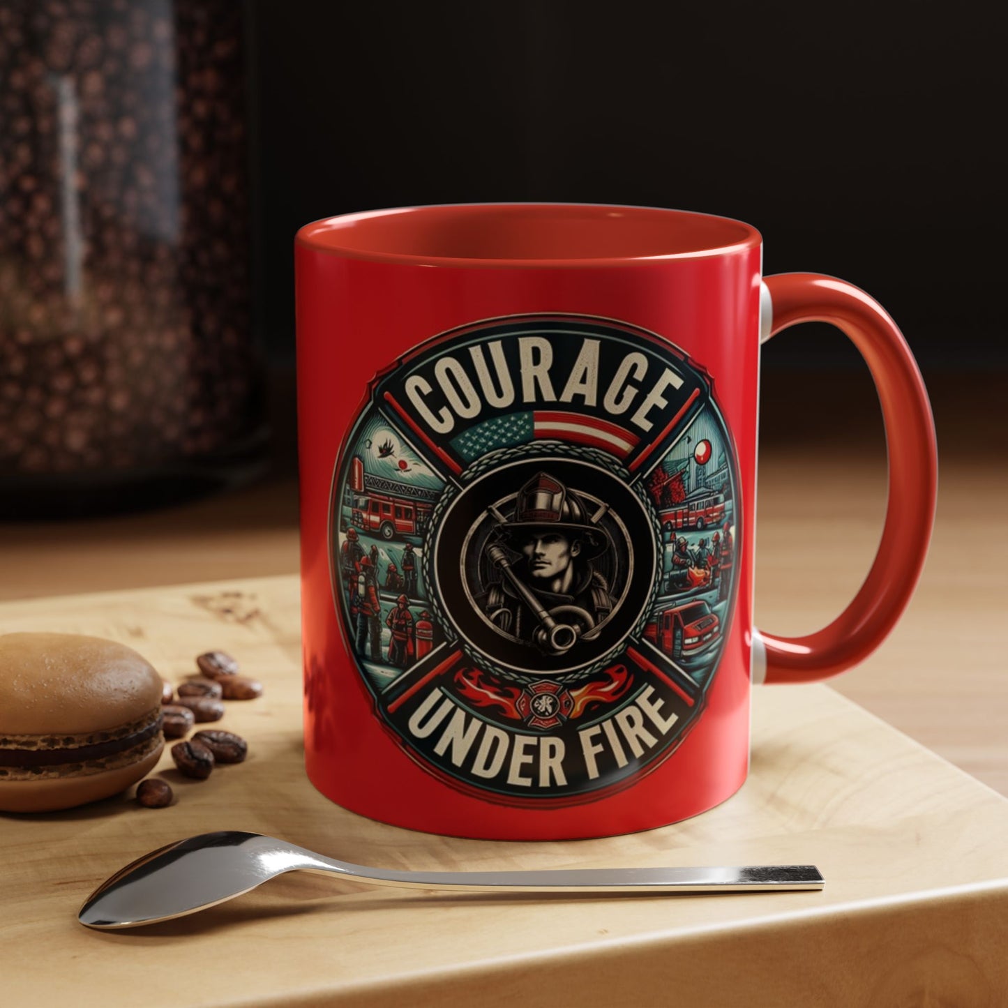 Courage Under Fire - Right Hand - 11oz Red/White Accent Coffee Mug