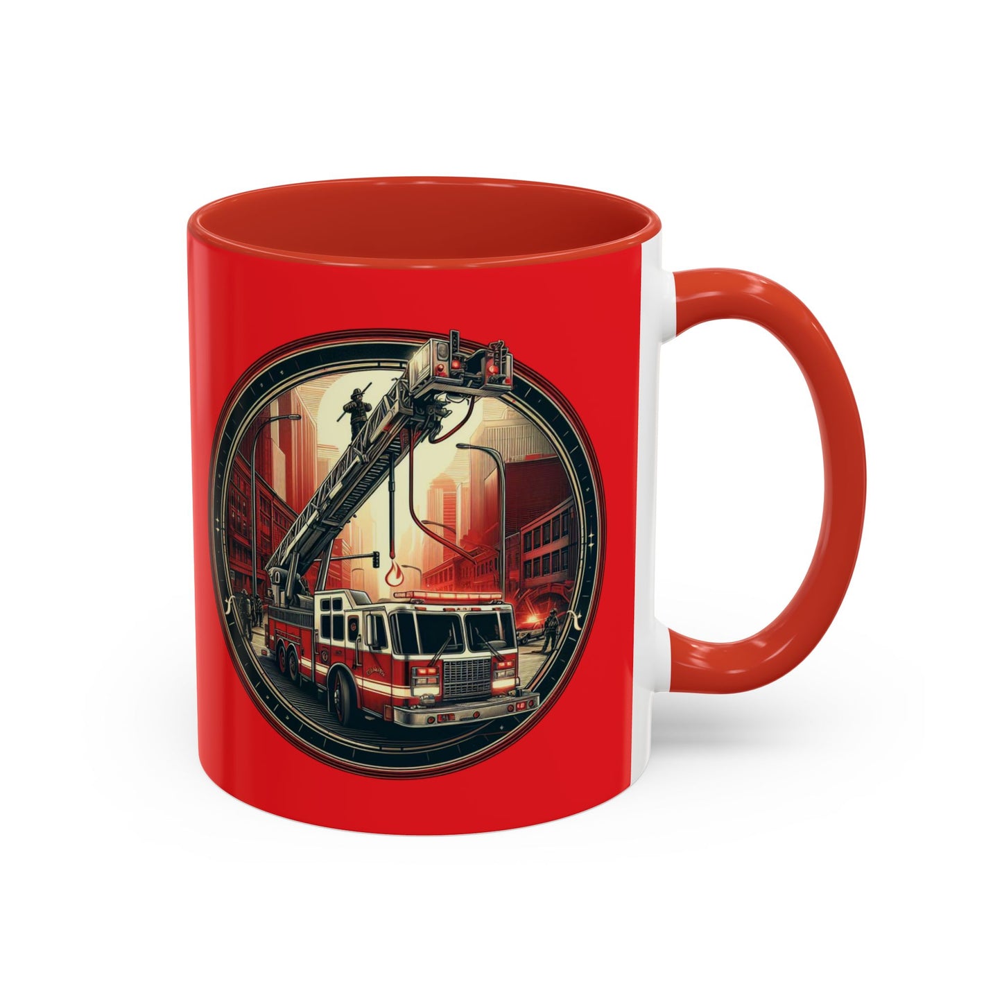 Courage Under Fire - Fire Chief - Hook and Ladder - 11oz Red, Pink, and Black Accents Coffee Mug
