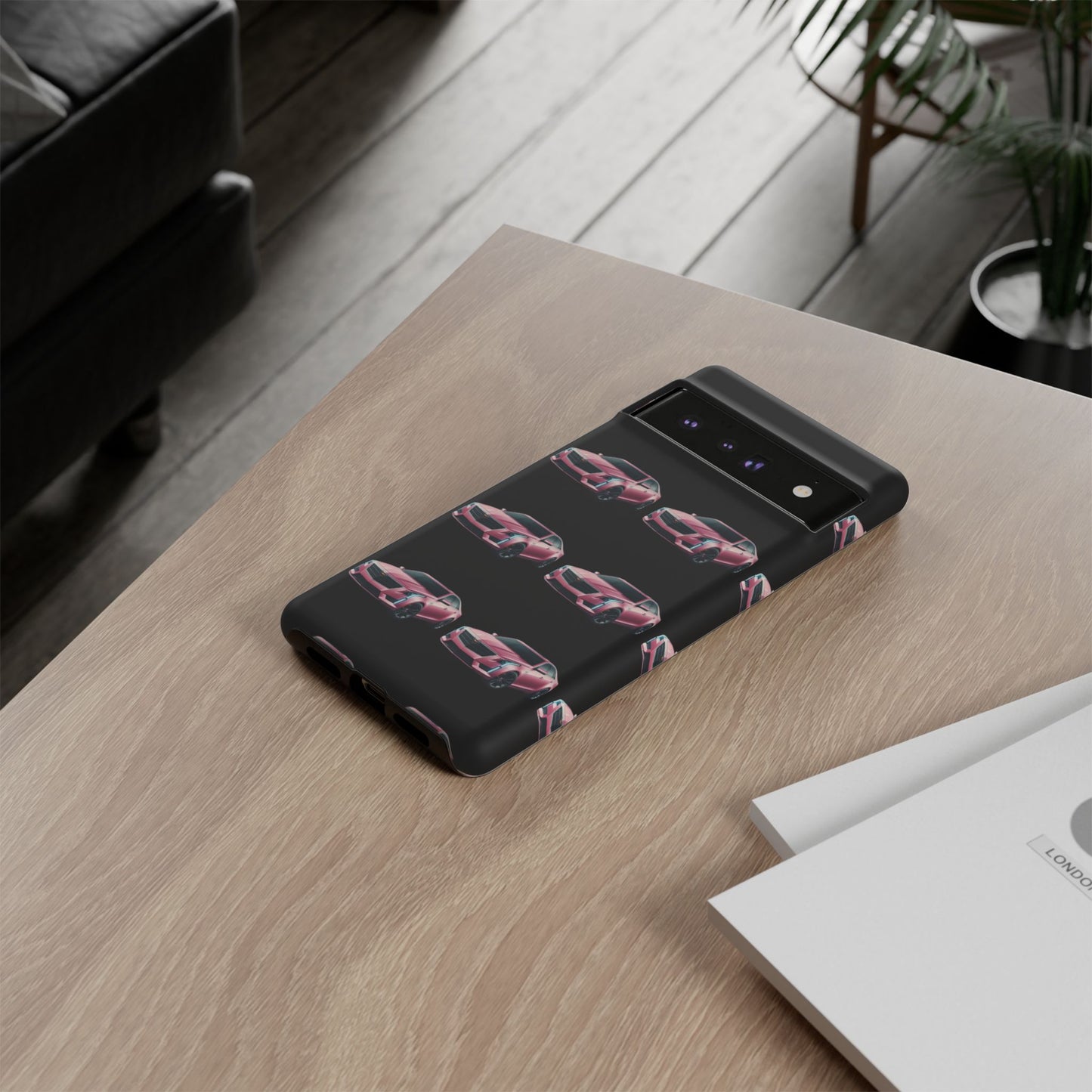 Pink Caddy On Black Phone Case