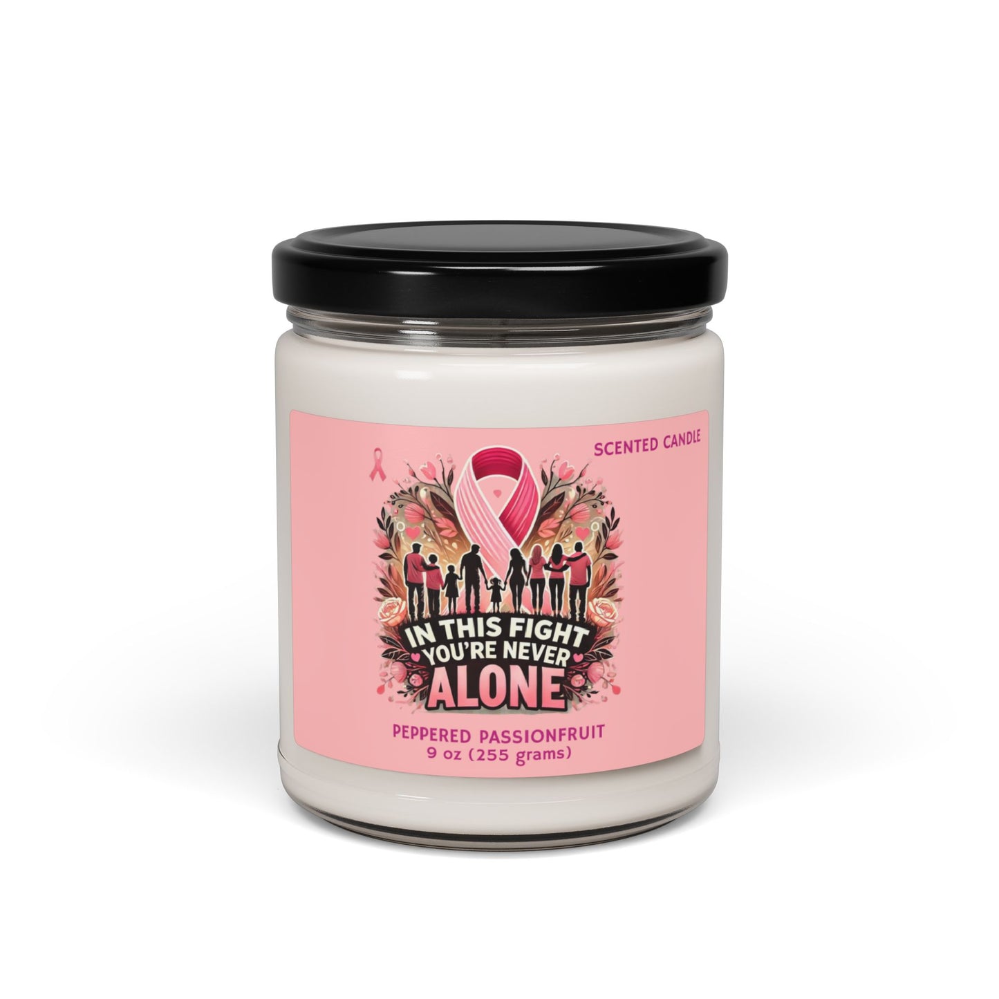 Breast Cancer Awareness Peppered Passionfruit Scented Soy Candle, 9oz