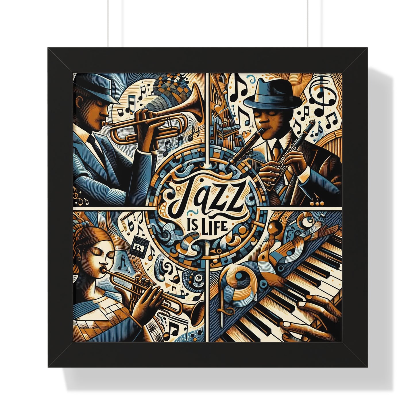 Jazz Is Life -  Unique Wall Art - Framed Vertical Poster