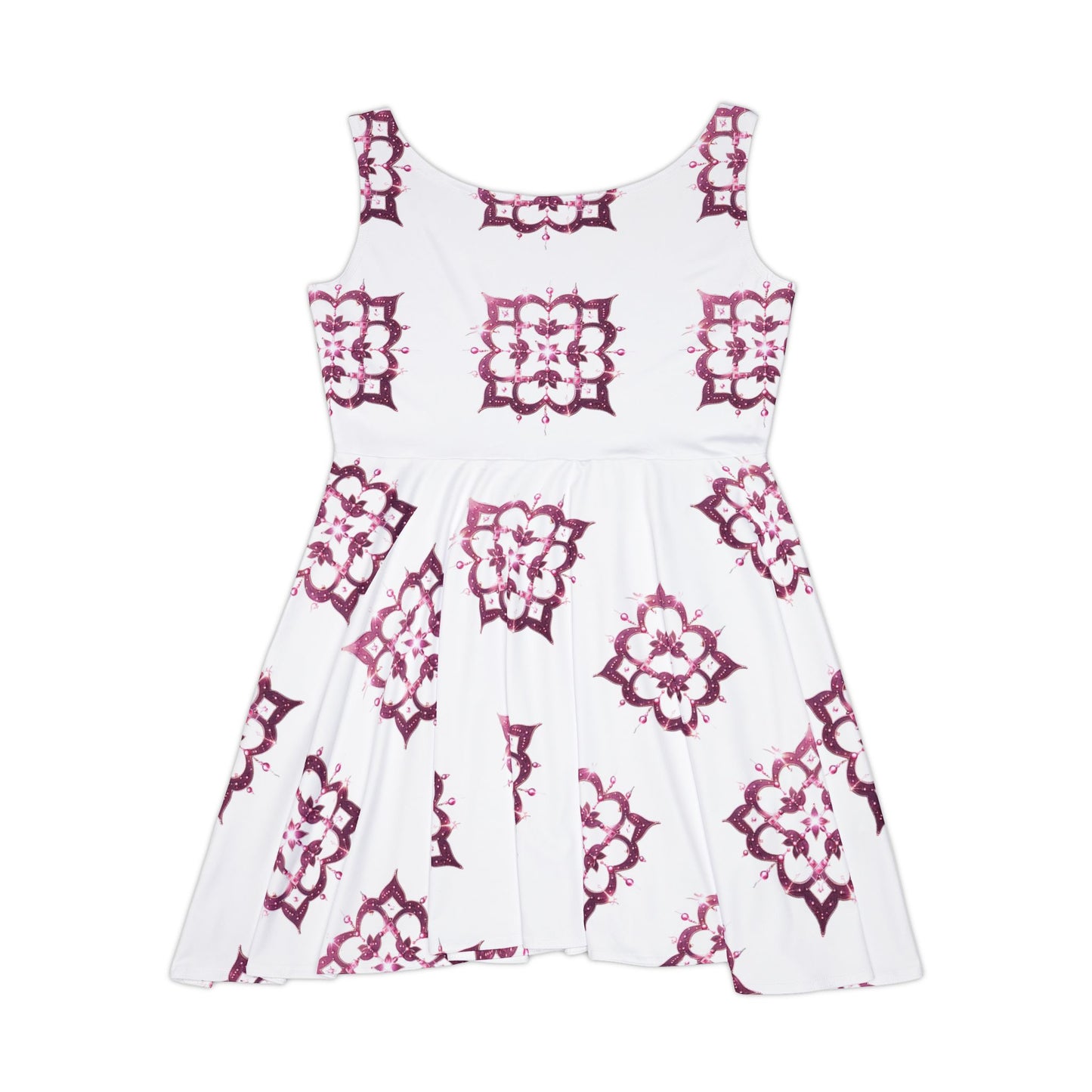 Pink Quatrefoil on White Skater Dress