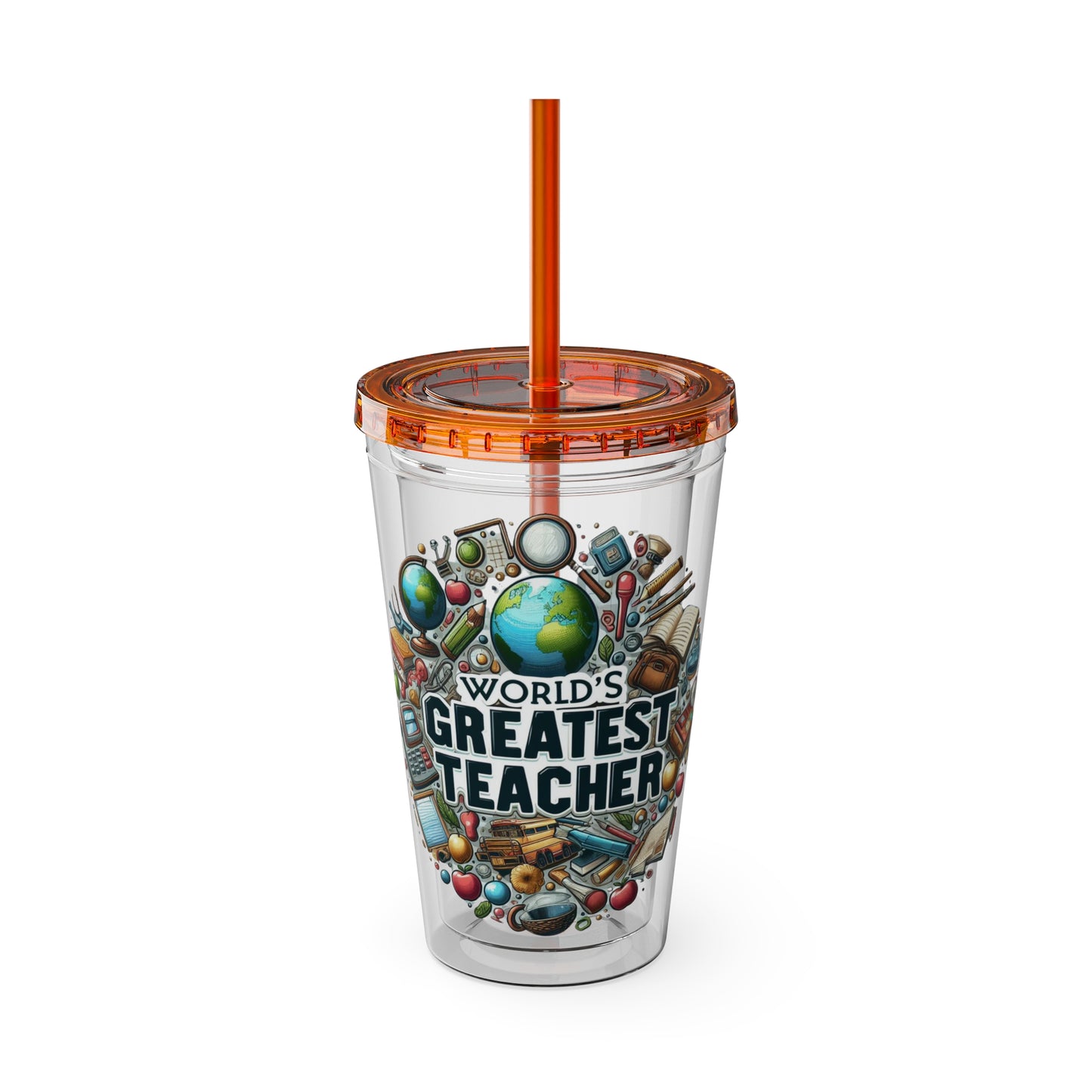 World's Greatest Teacher - Sunsplash Tumbler with Straw, 16oz (G3)