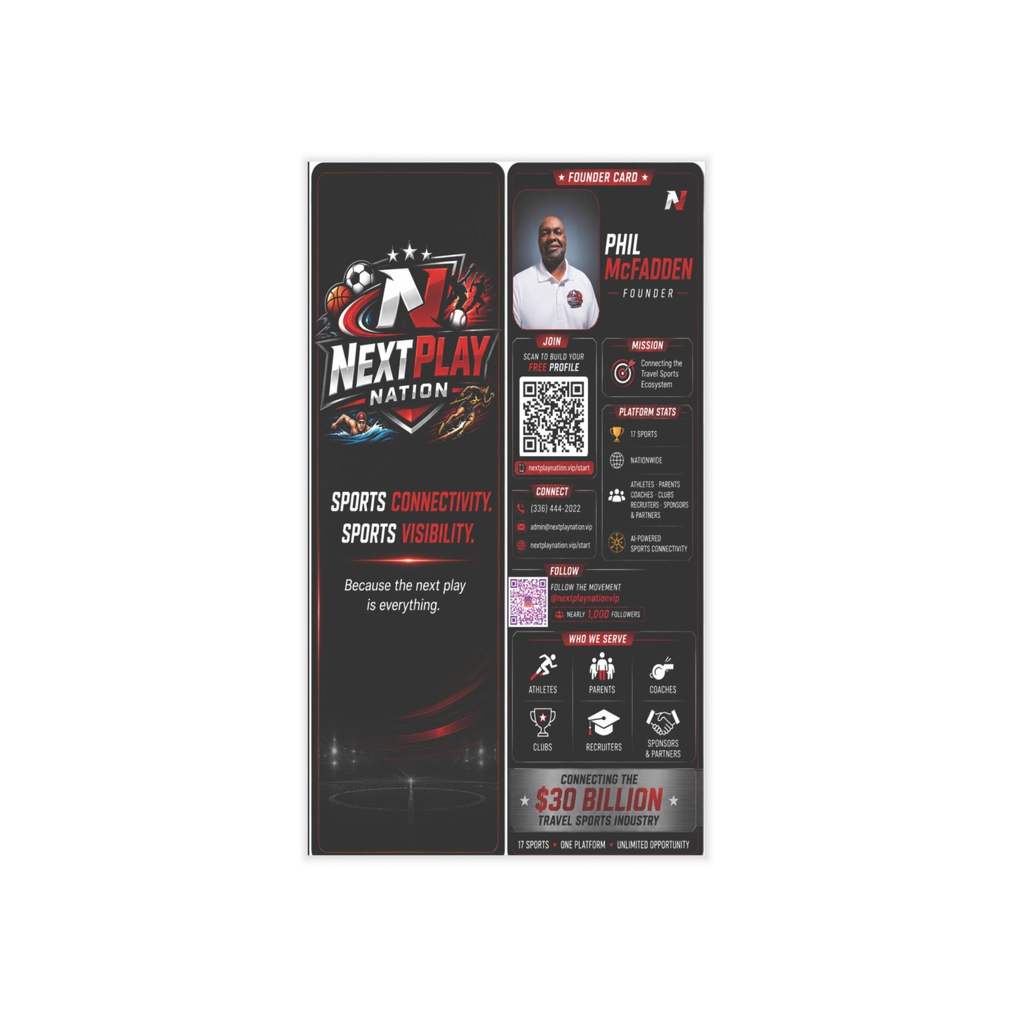 NextPlay Nation Logo Business Cards — Black Sports Branded Cards (Personalized)