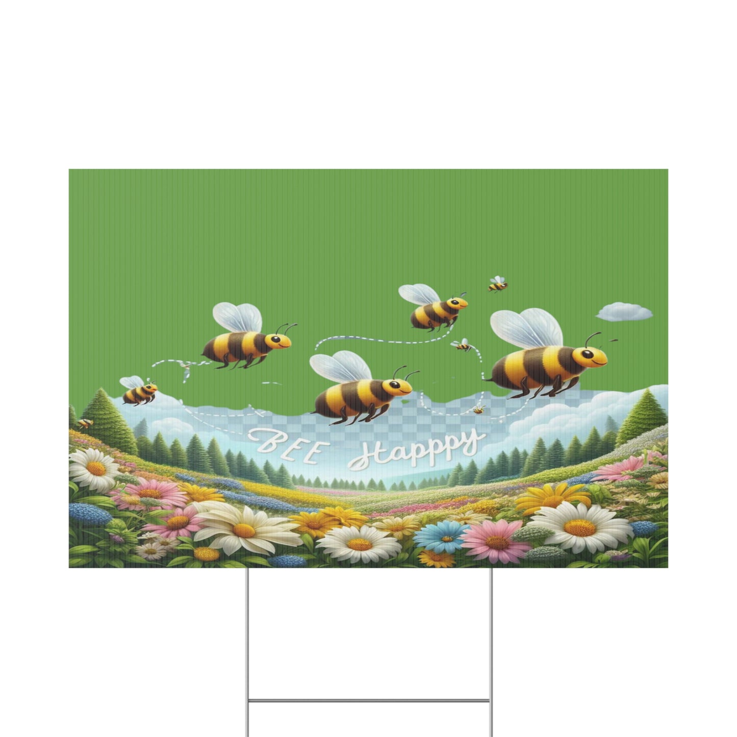Bee Happy - Plastic Garden Sign