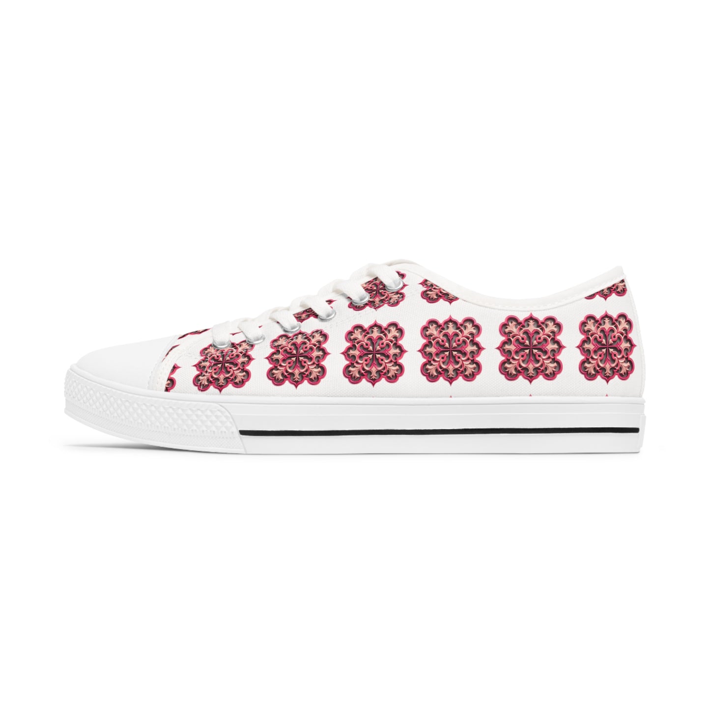 Pink Quatrefoil -Women's Low Top Sneakers