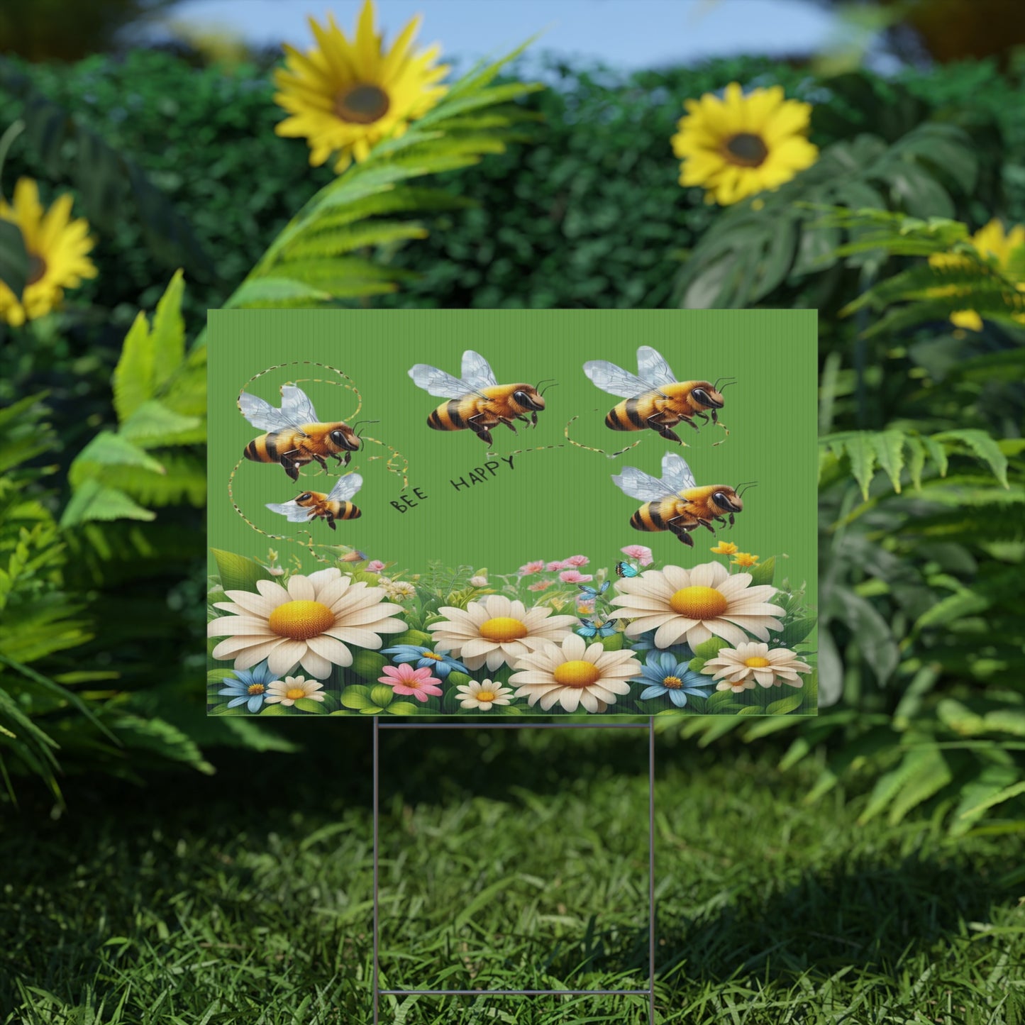 Bee Happy - Plastic Garden Sign