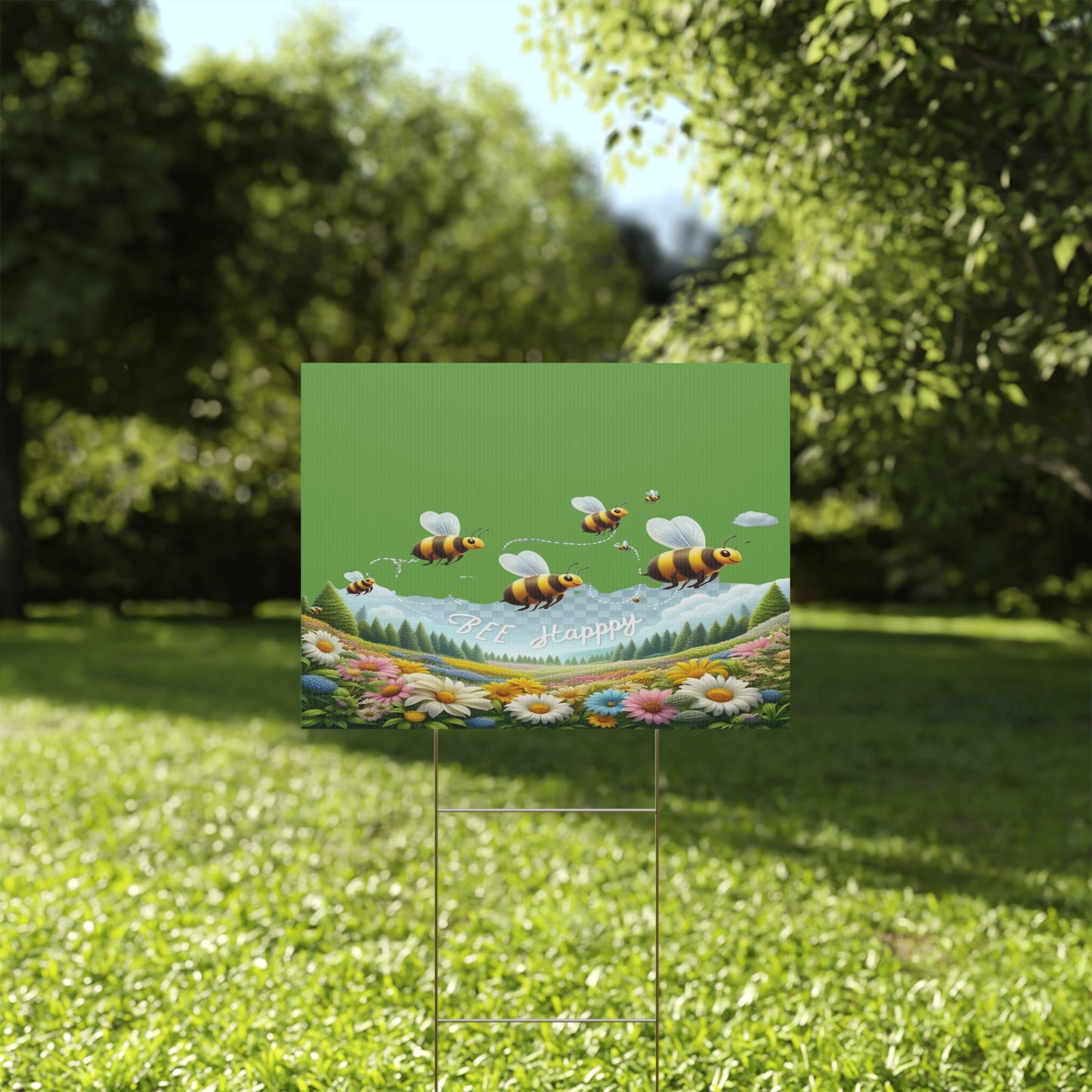 Bee Happy - Plastic Garden Sign
