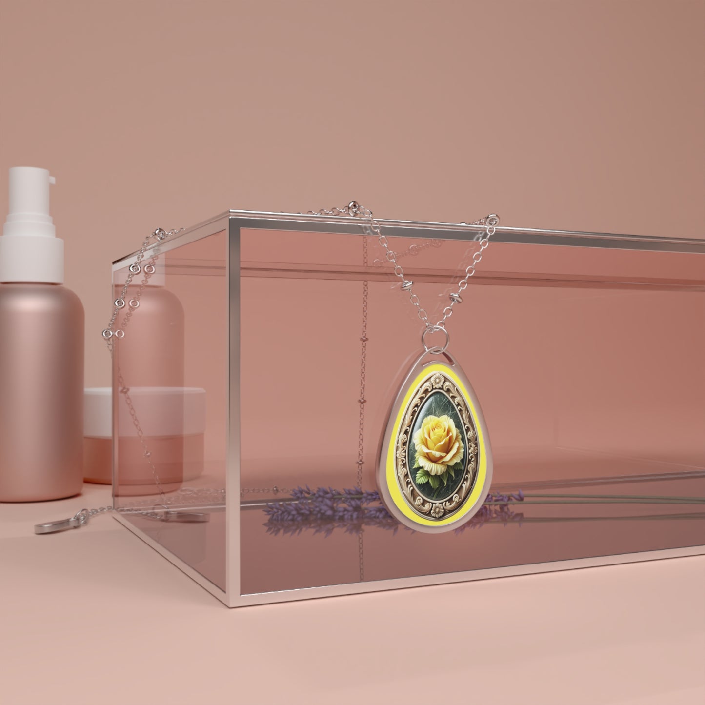 AI Cameo - Yellow Rose Oval Necklace