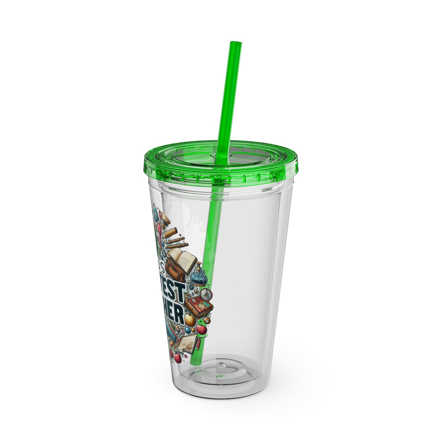 World's Greatest Teacher - Sunsplash Tumbler with Straw, 16oz (G3)